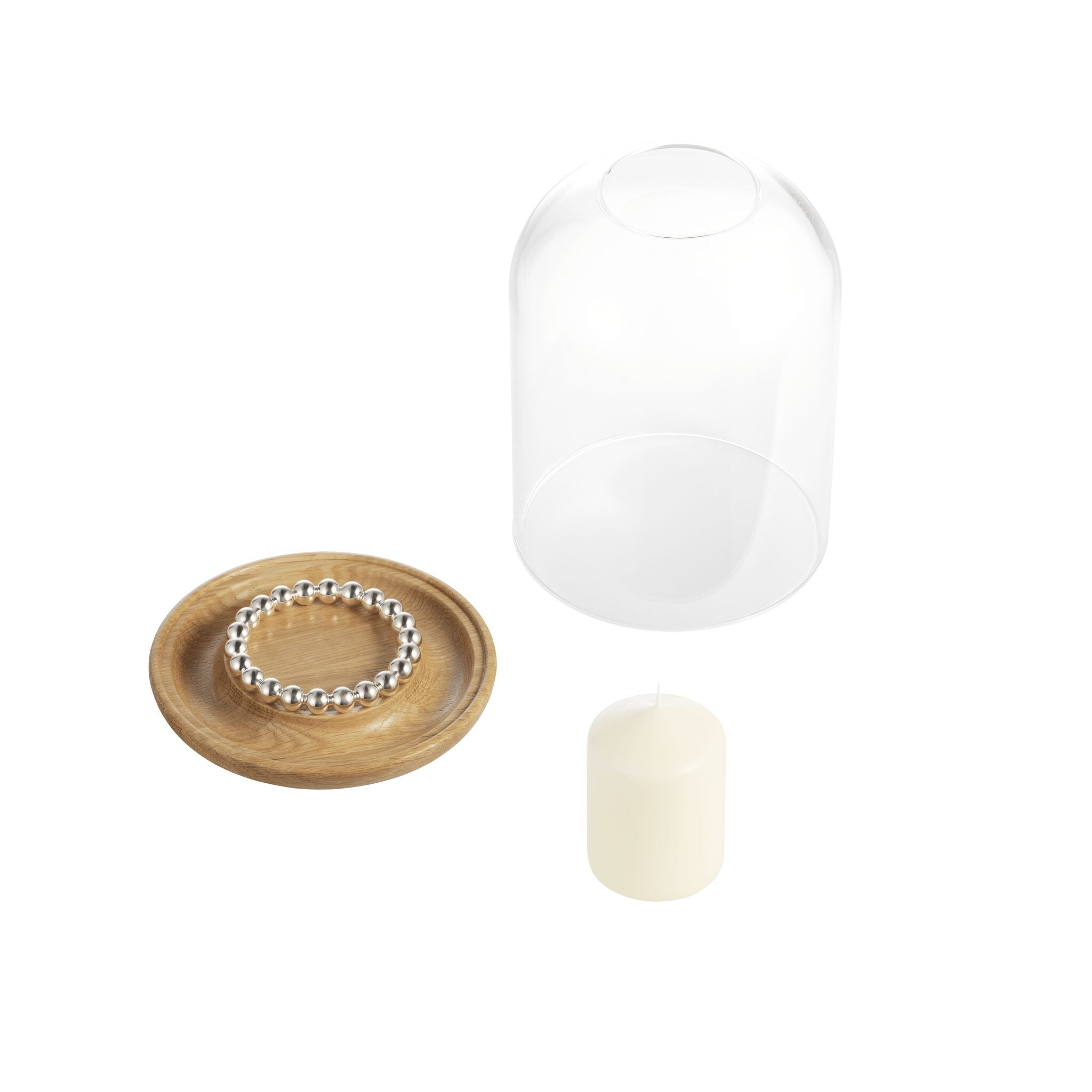 Christofle Perles Small Silver-Plated and Oak Hurricane — additional view