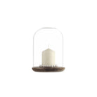 Christofle Perles Small Silver-Plated and Walnut Hurricane in silver-plate on a white background