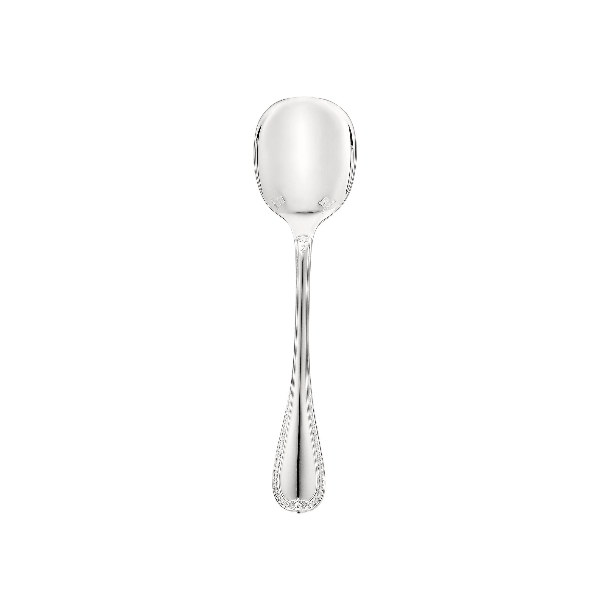 Christofle Malmaison Silver Plated Ice Cream Spoon in silver-plate on a white background