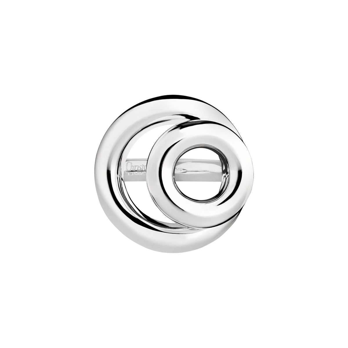 Christofle Idole de Christofle Sterling Silver Double Circle Ring on a white background