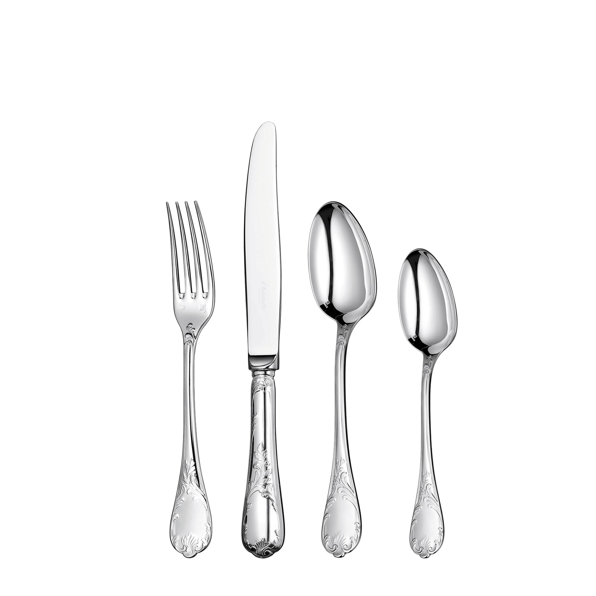 Christofle Marly Silver-Plated Medium Individual Flatware Set in silver-plate on a white background