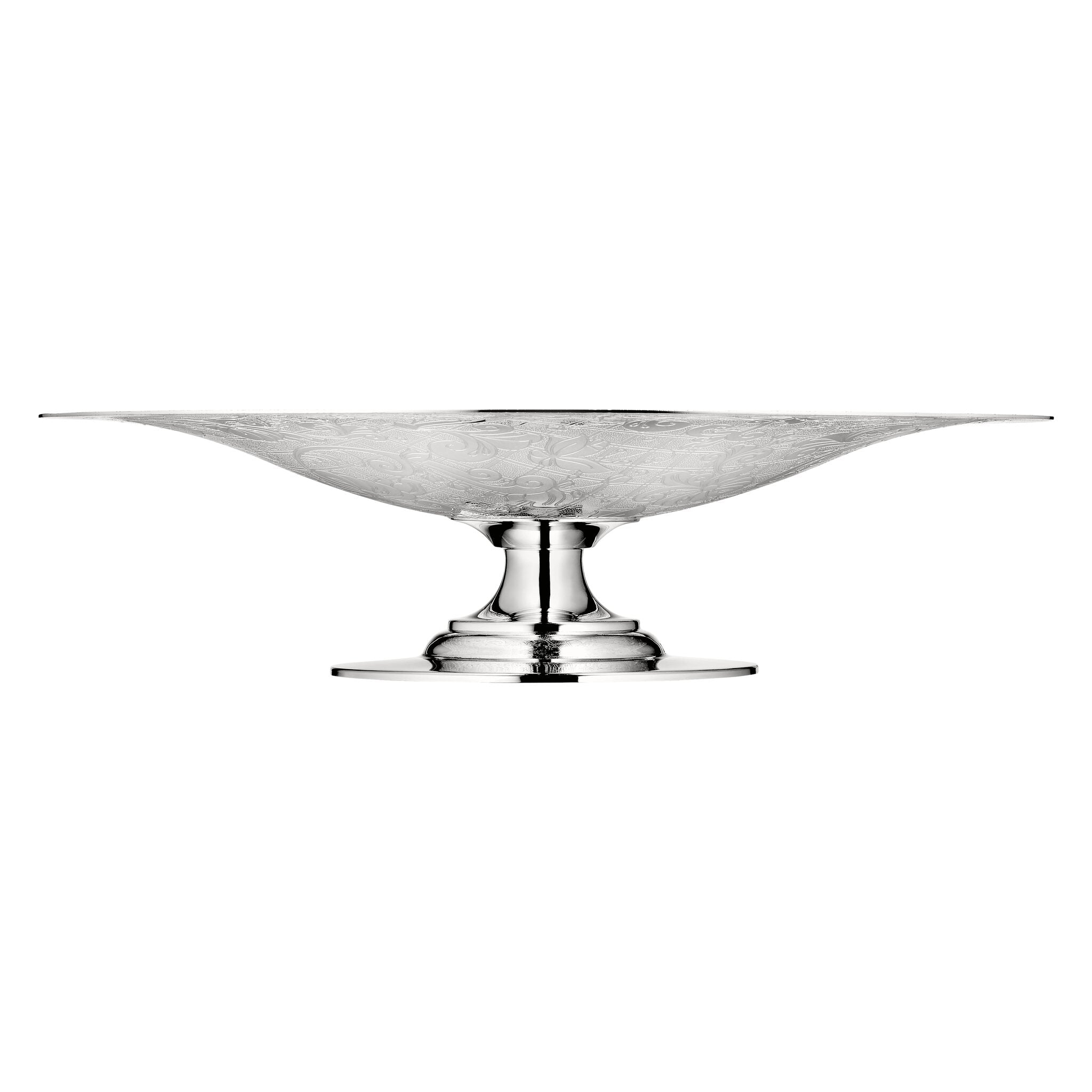 Christofle Jardin d'Eden Silver-Plated Fruit Bowl with Pedestal Base in silver-plate on a white background