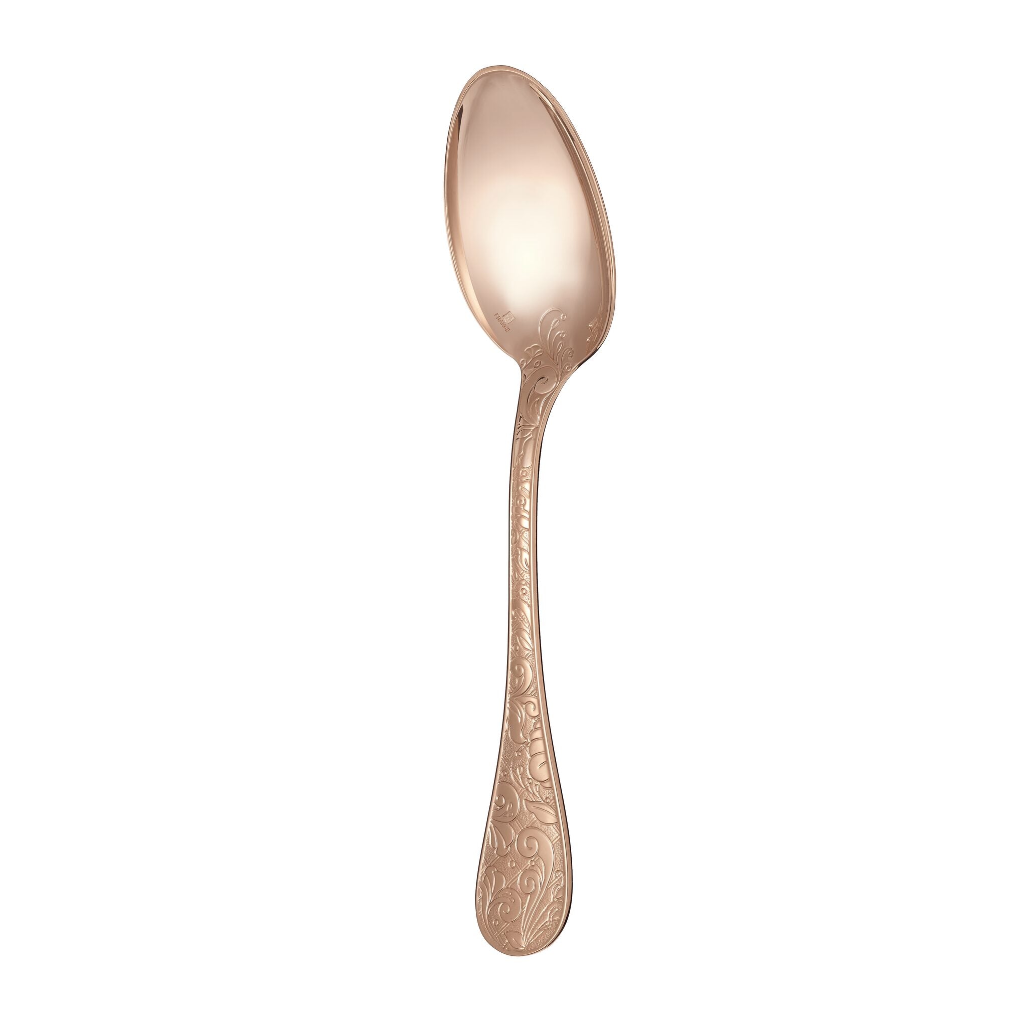 Christofle Jardin d'Eden Gilded Rose Gold Table Spoon in silver-plate on a white background
