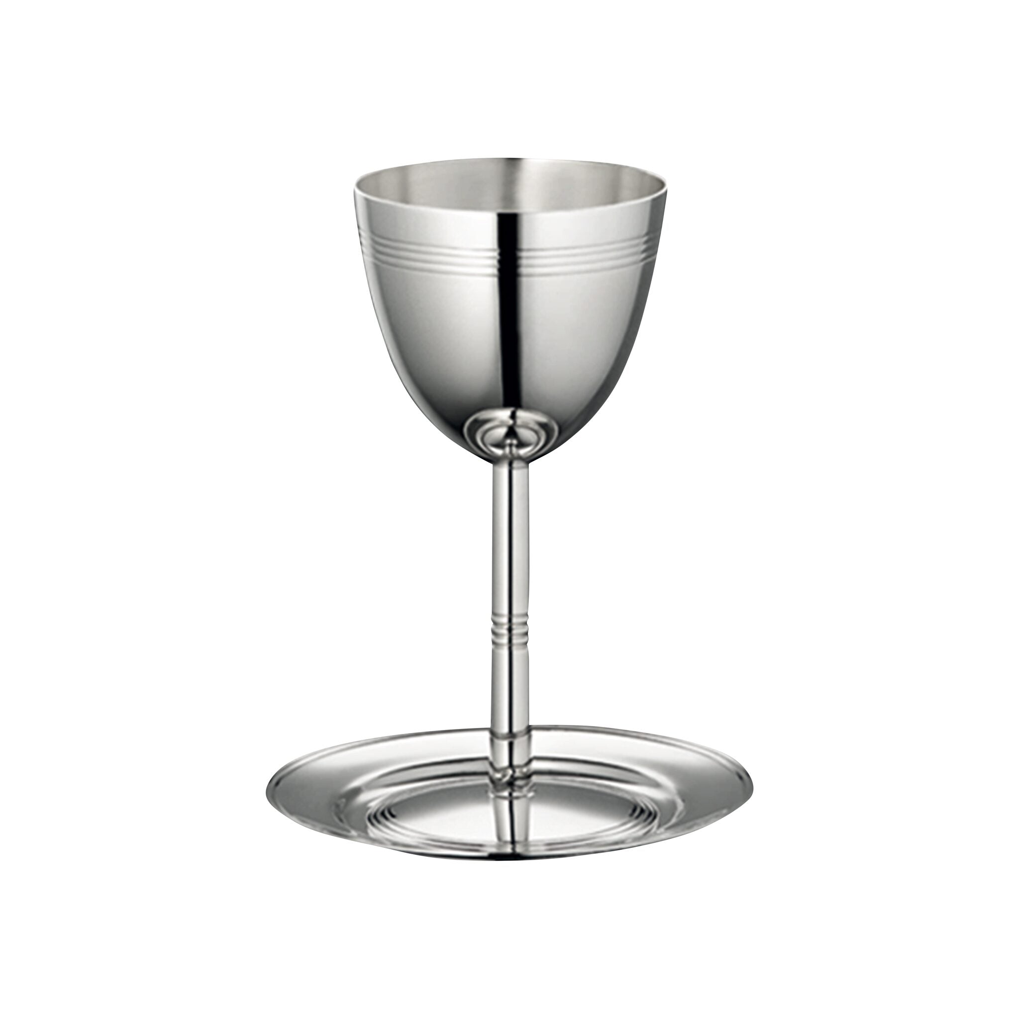 Christofle Silver-Plated Kiddush Cup and Saucer in silver-plate on a white background