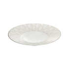 Christofle Malmaison Porcelain Large Rim Plate Platinum Finish in porcelain on a white background