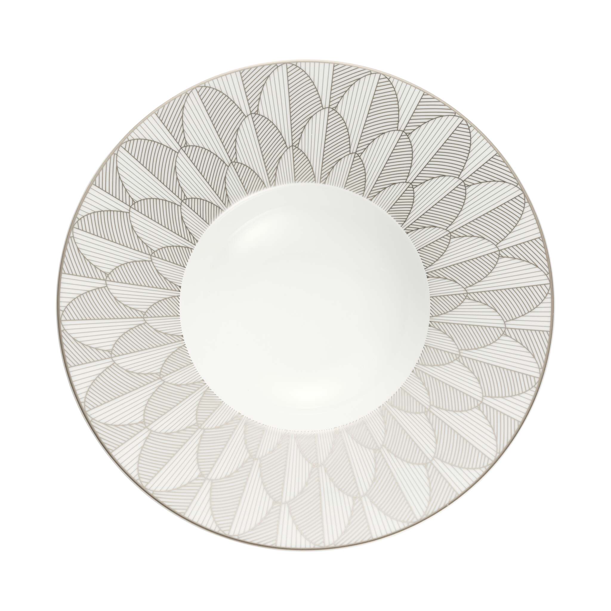 Christofle Malmaison Porcelain Large Rim Plate Platinum Finish — additional view
