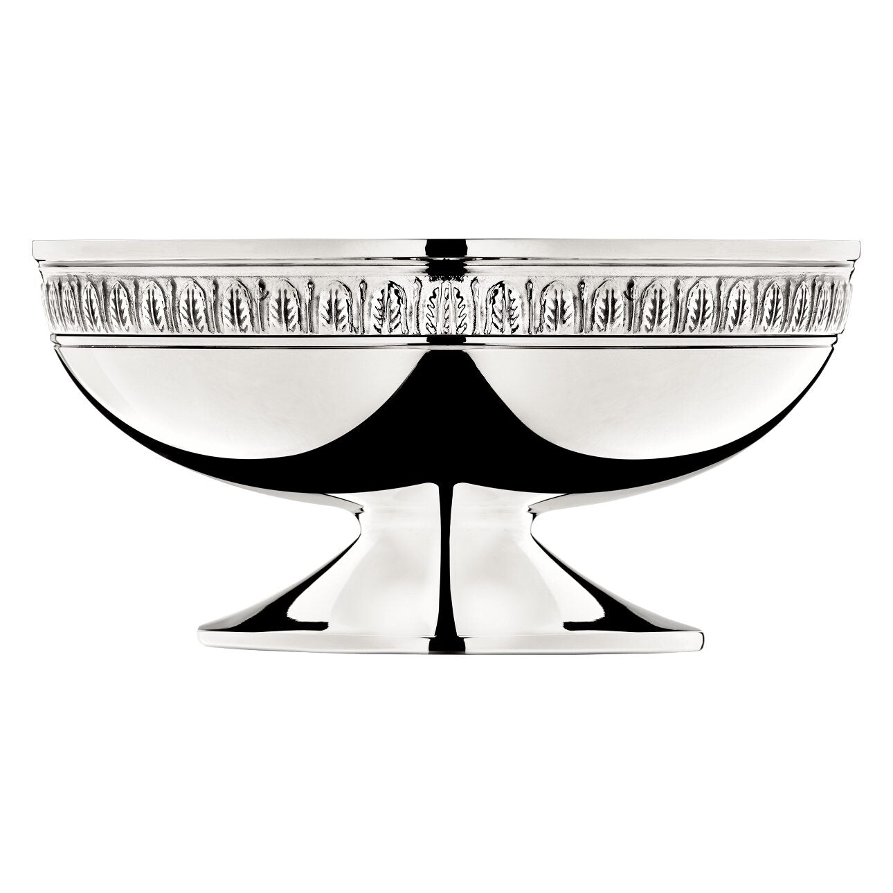 Christofle Malmaison Silver-Plated Pedestal Bowl in silver-plate on a white background
