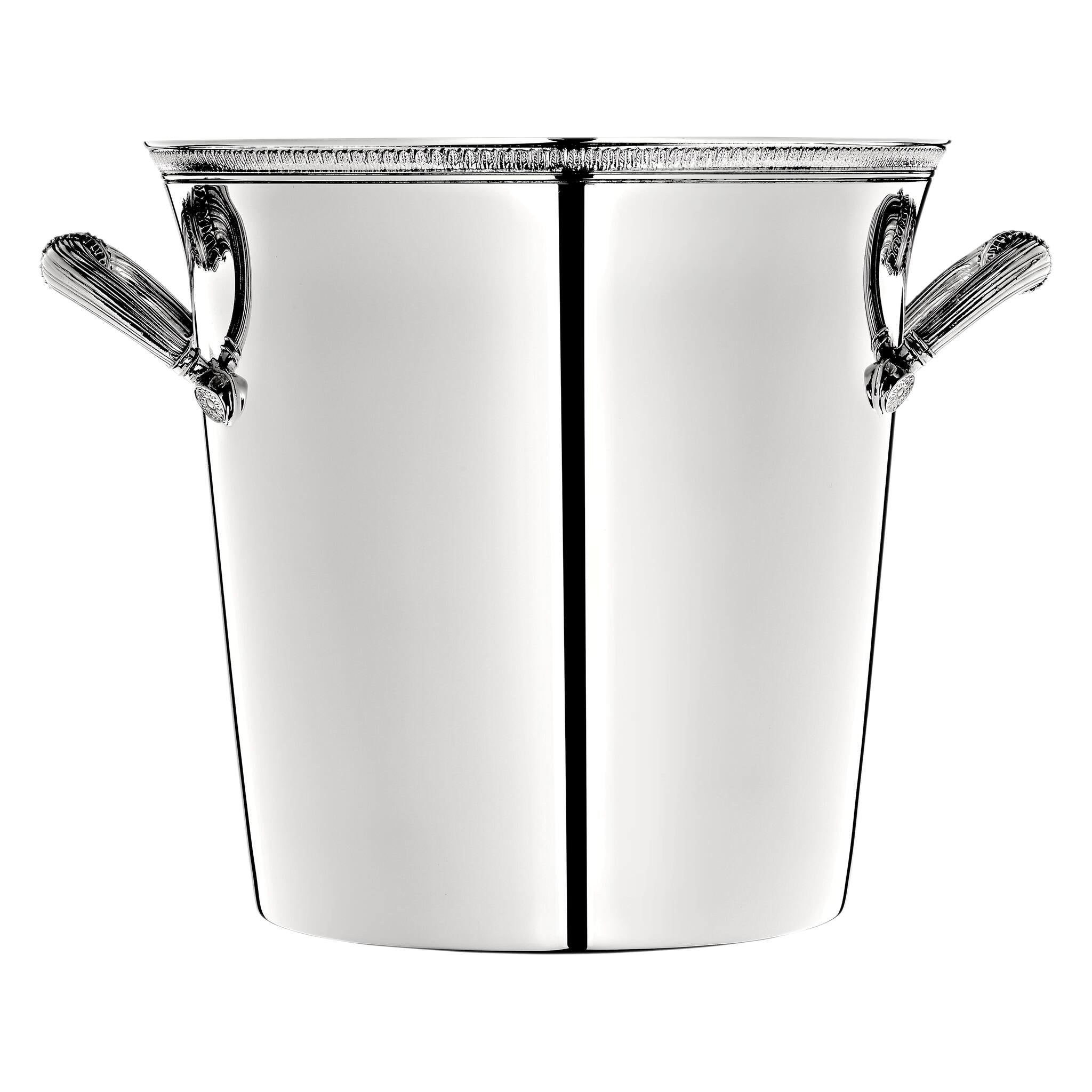 Christofle Malmaison Silver-Plated Two-Bottle Champagne Cooler Bucket in silver-plate on a white background