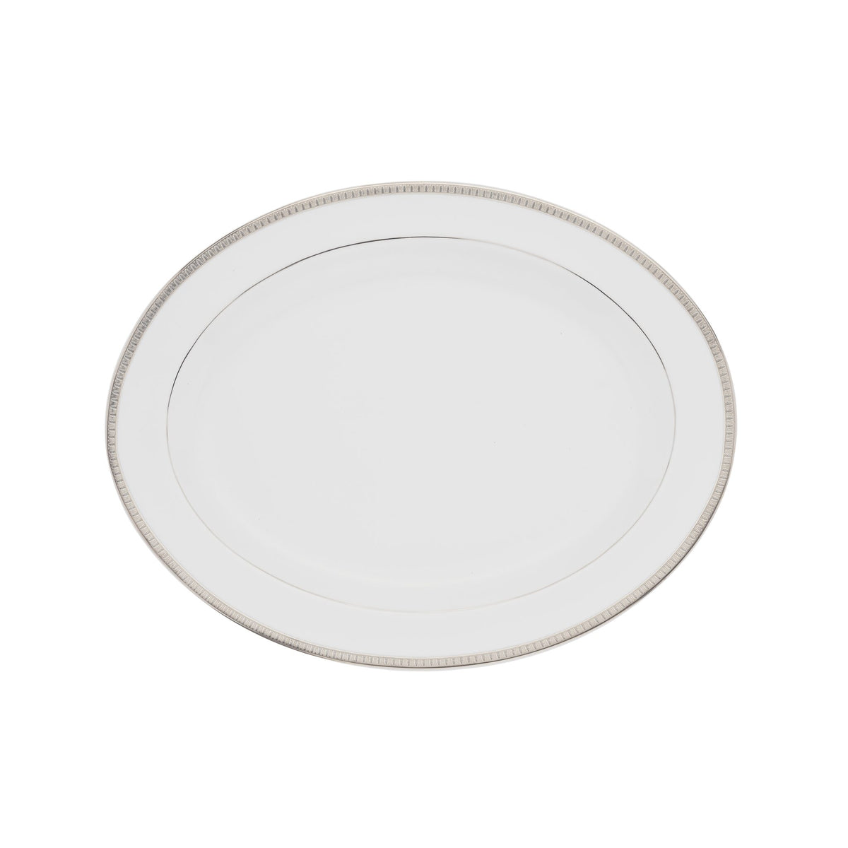 Christofle Malmaison Platinum Porcelain Oval Platter - 15 in on a white background