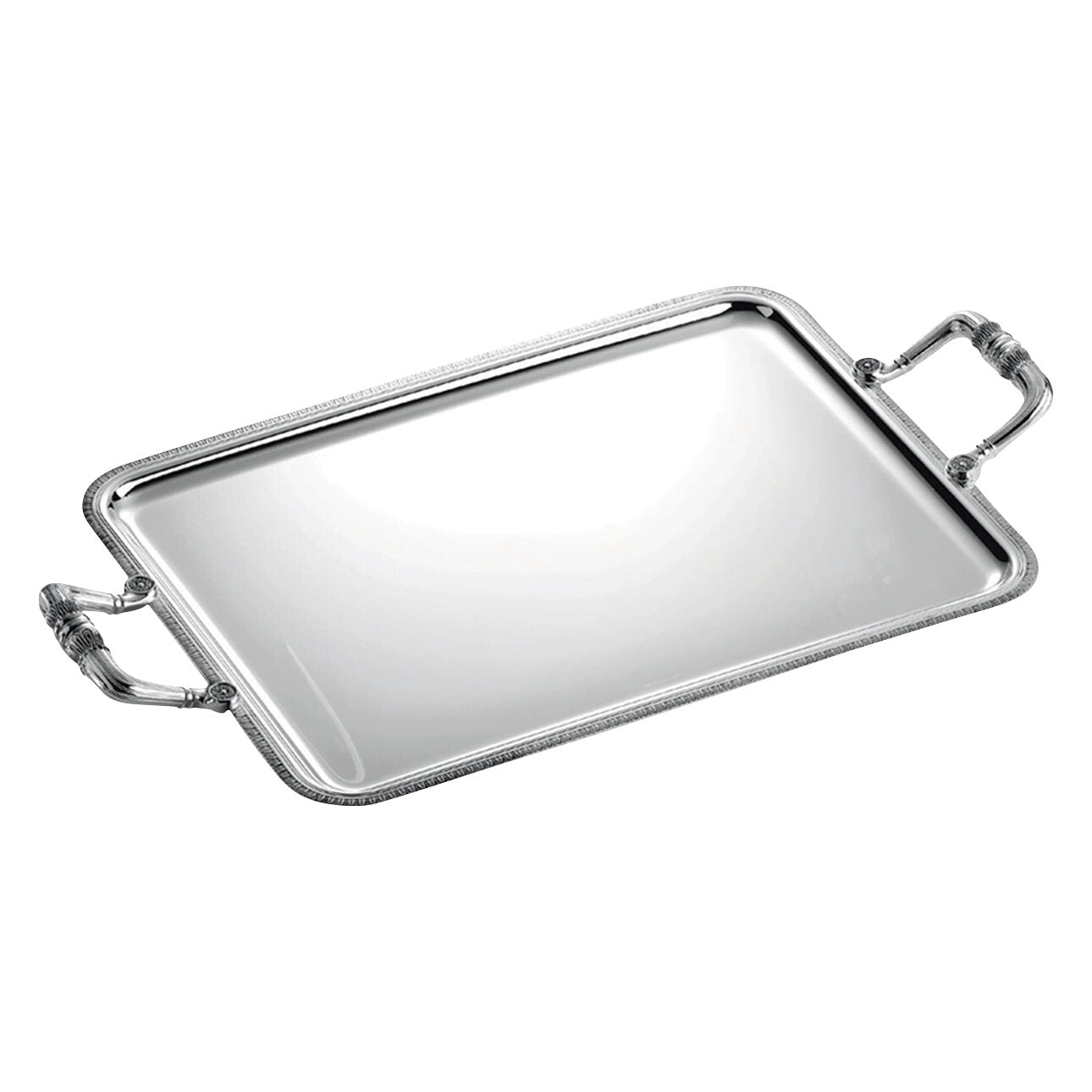 Christofle Silver-Plated Rectangular Serving Tray with Handles - 19 X 15" in silver-plate on a white background