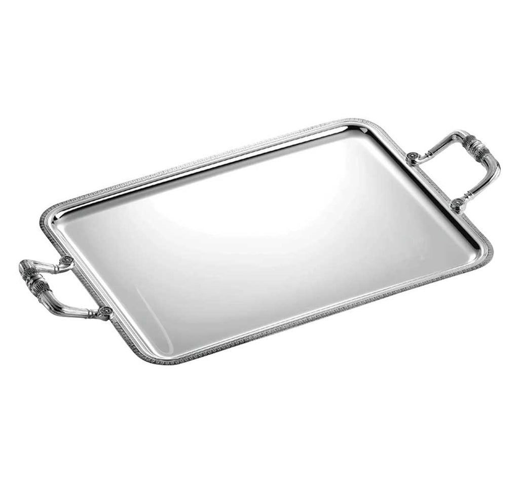christofle malmaison silver-plated rectangular tray with handles on two ends
