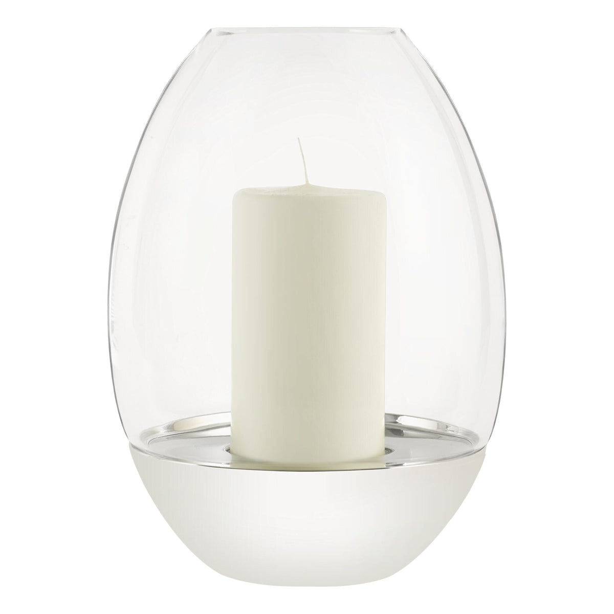 Christofle Mood Nomade Large Stainless Steel & Crystal Hurricane on a white background