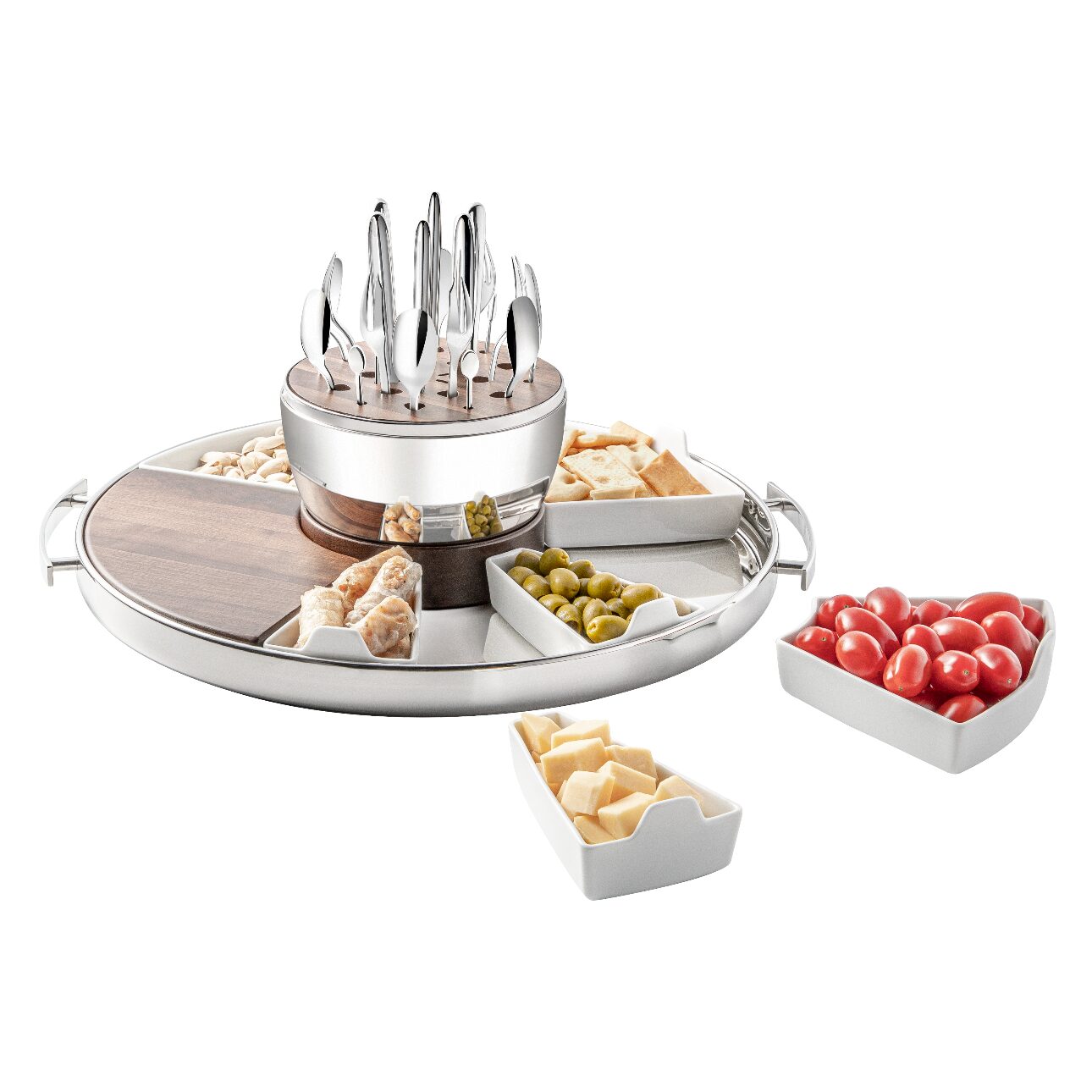 Christofle Stainless Steel MOOD Party Tray in stainless steel on a white background