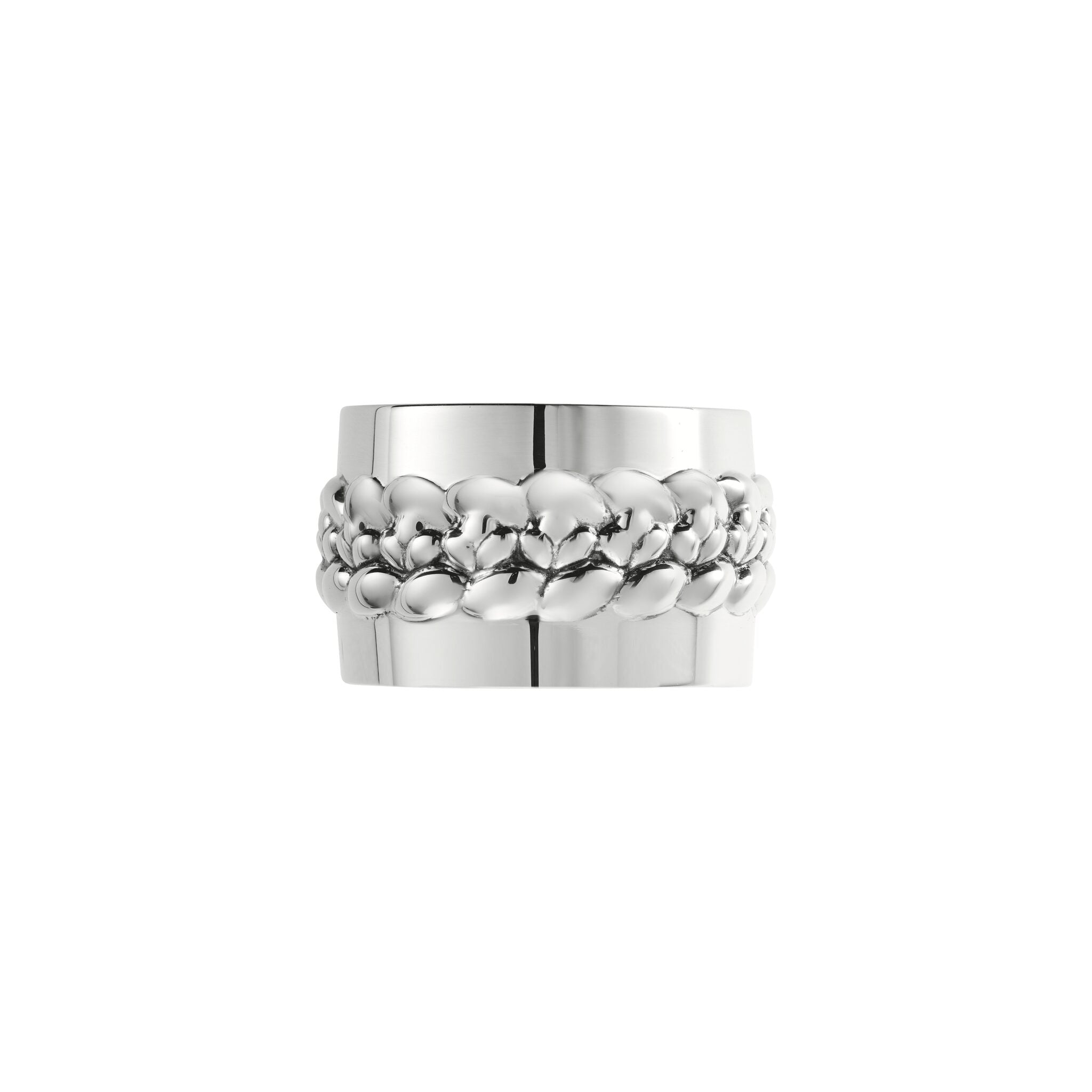 Christofle Babylone Silver Plated Napkin Ring in sterling silver on a white background
