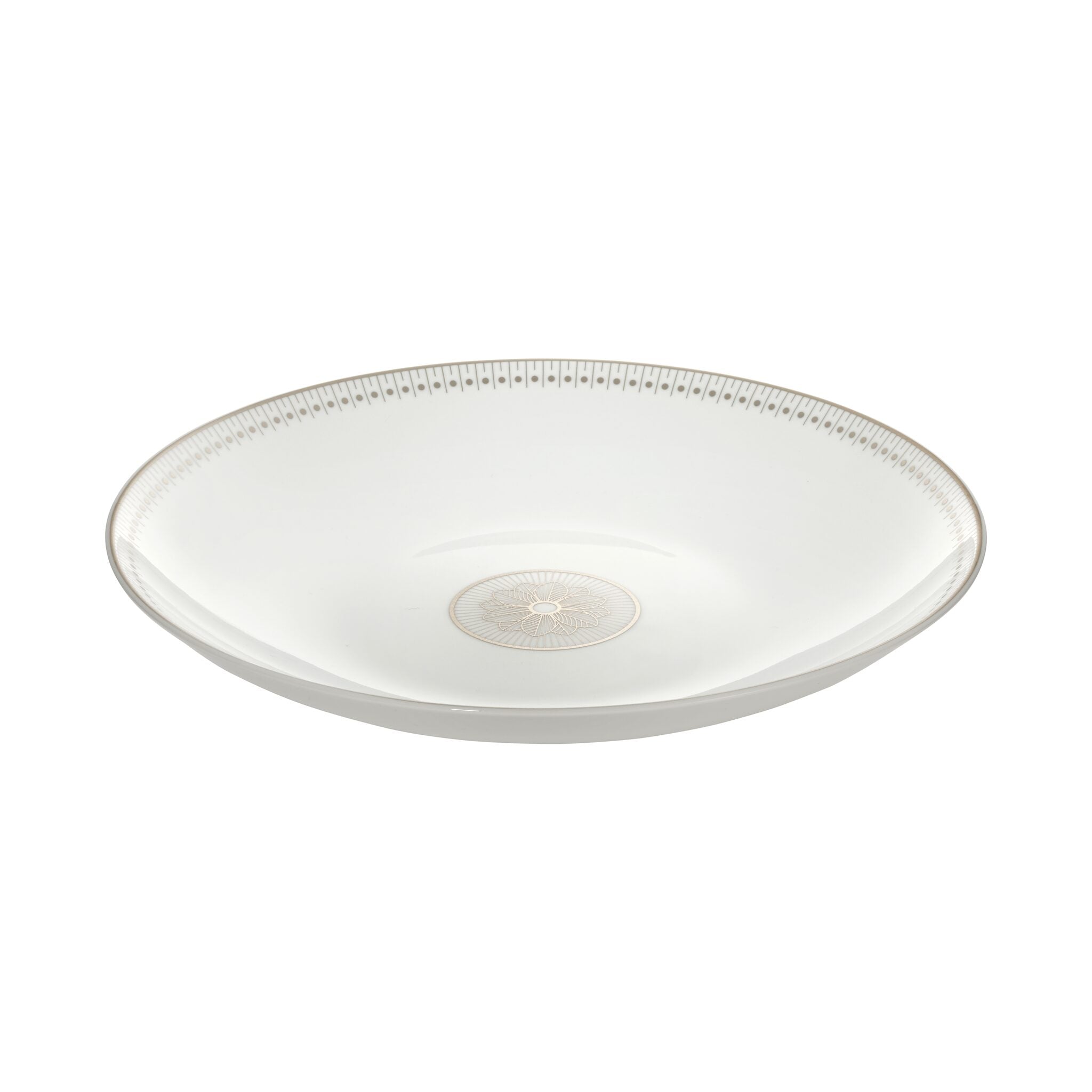 Christofle Malmaison Porcelain Open Vegetable Dish Platinum Finish in porcelain on a white background