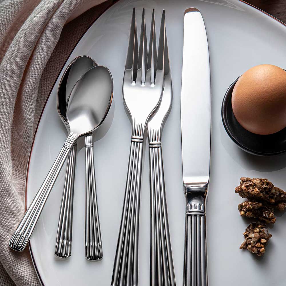 Christofle Osiris dinner fork, dinner knife, tablespoon and after dinner teaspoon