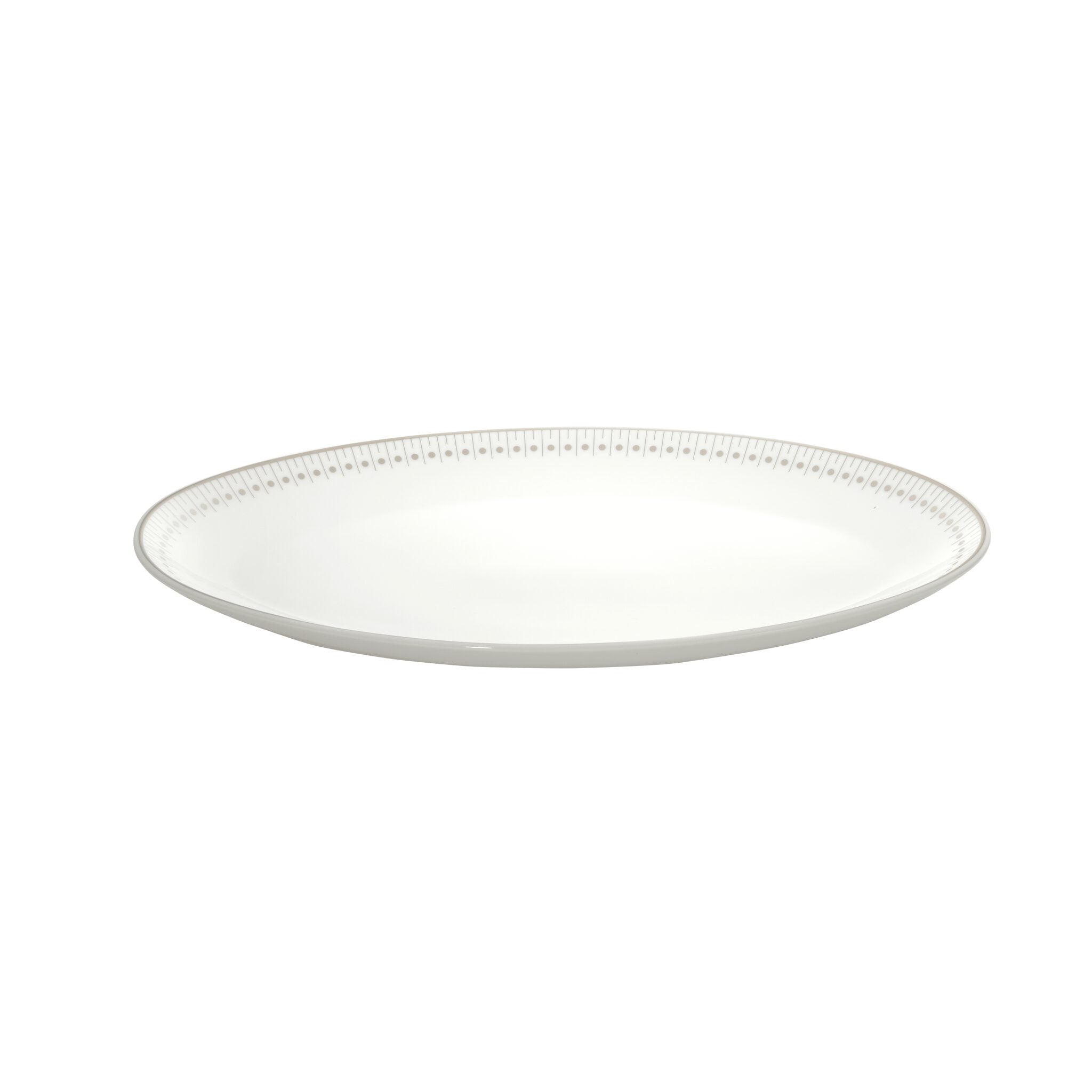 Christofle Malmaison Platinum Finish Porcelain Oval Platter in porcelain on a white background
