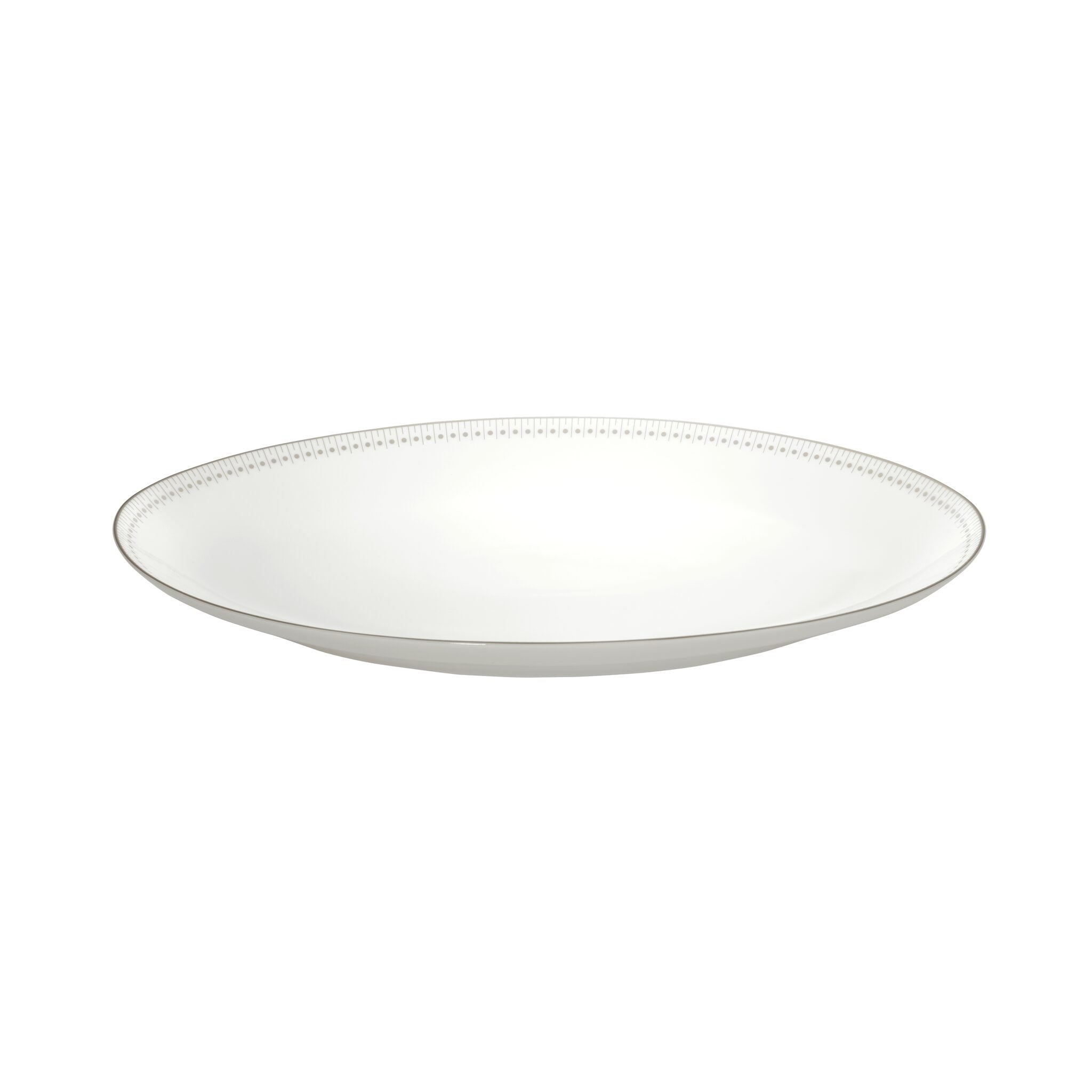 Christofle Malmaison Platinum Finish Oval Porcelain Platter - 15 in in porcelain on a white background
