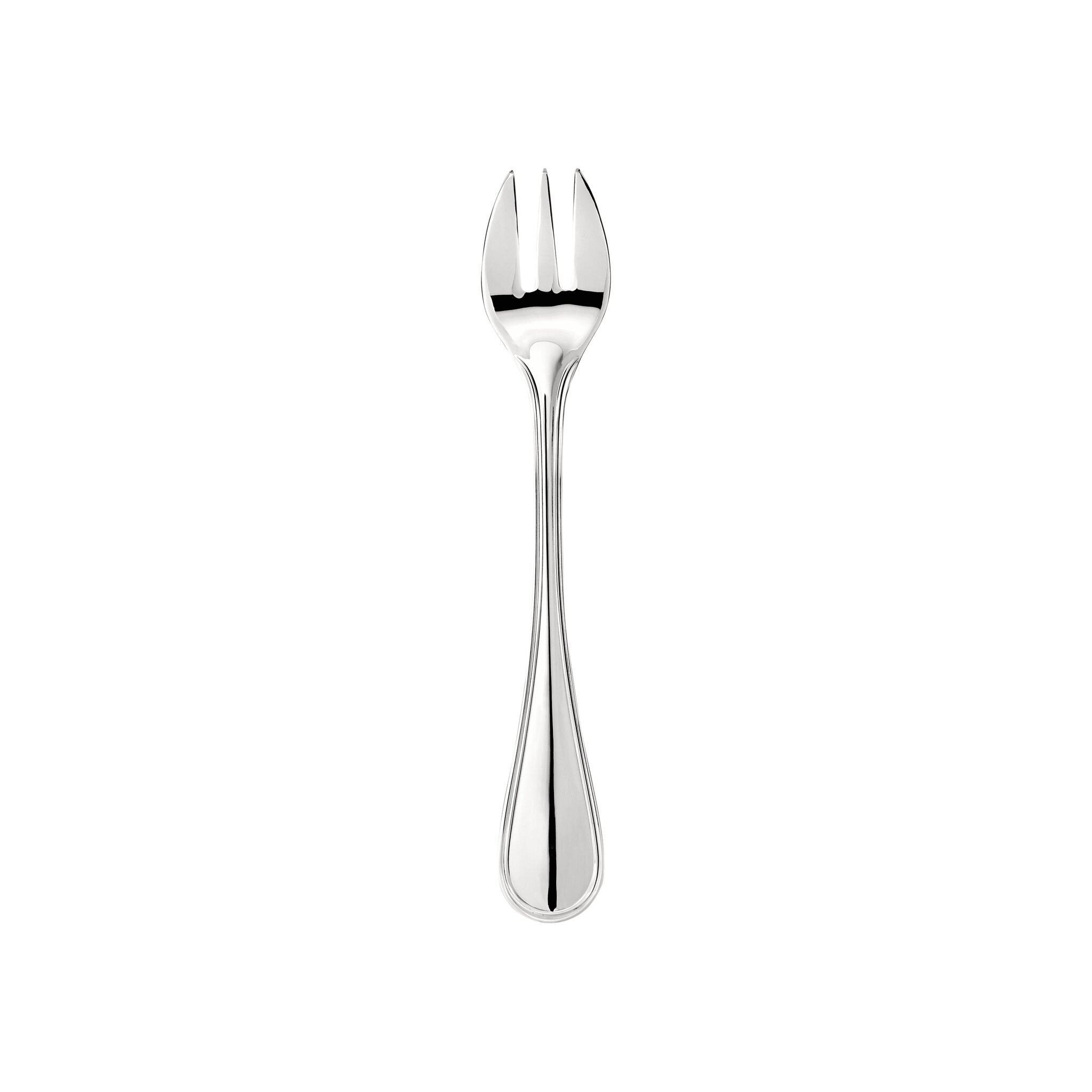 Christofle Albi Stainless Steel Oyster Fork in sterling silver on a white background