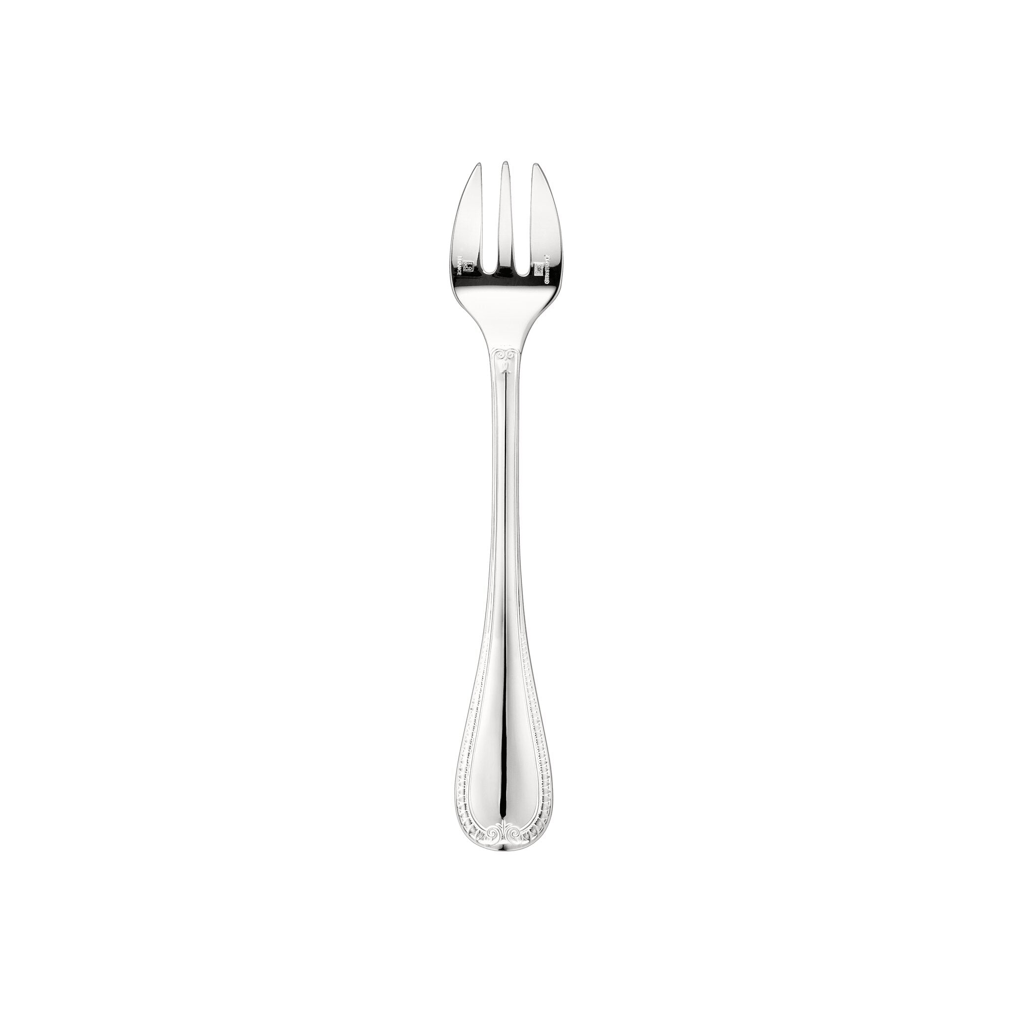 Christofle Malmaison Silver-Plated Oyster Fork in silver-plate on a white background