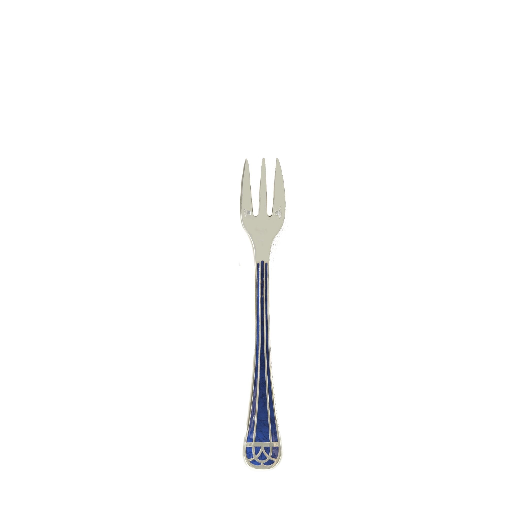 Christofle Silver-Plated Oyster Fork - Marbled Blue in silver-plate on a white background