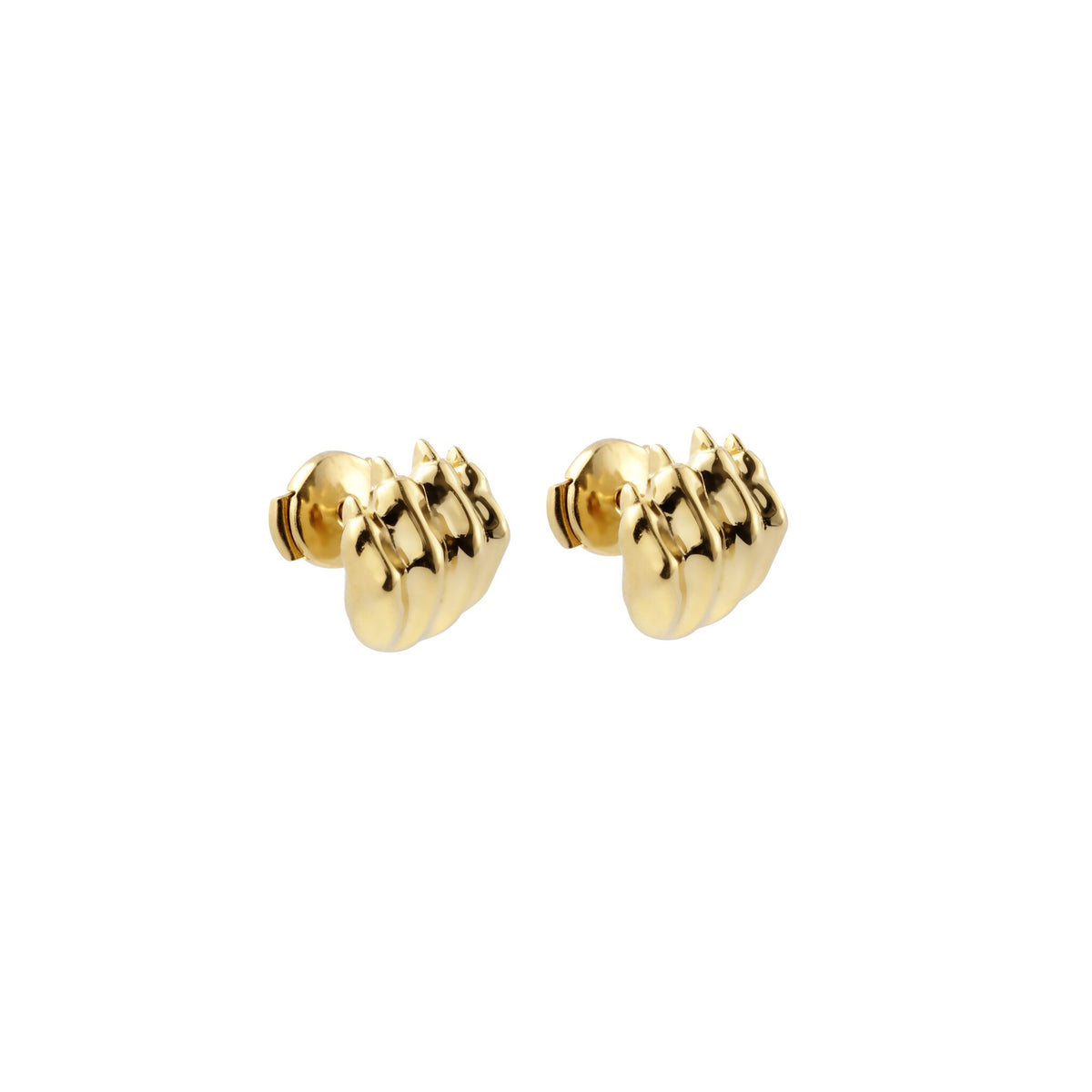 Christofle Patte de Lion 24K Gilded Sterling Silver Stud Earrings on a white background