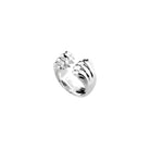 Christofle Patte de Lion Rhodium-Plated Sterling Silver Open Ring on a white background