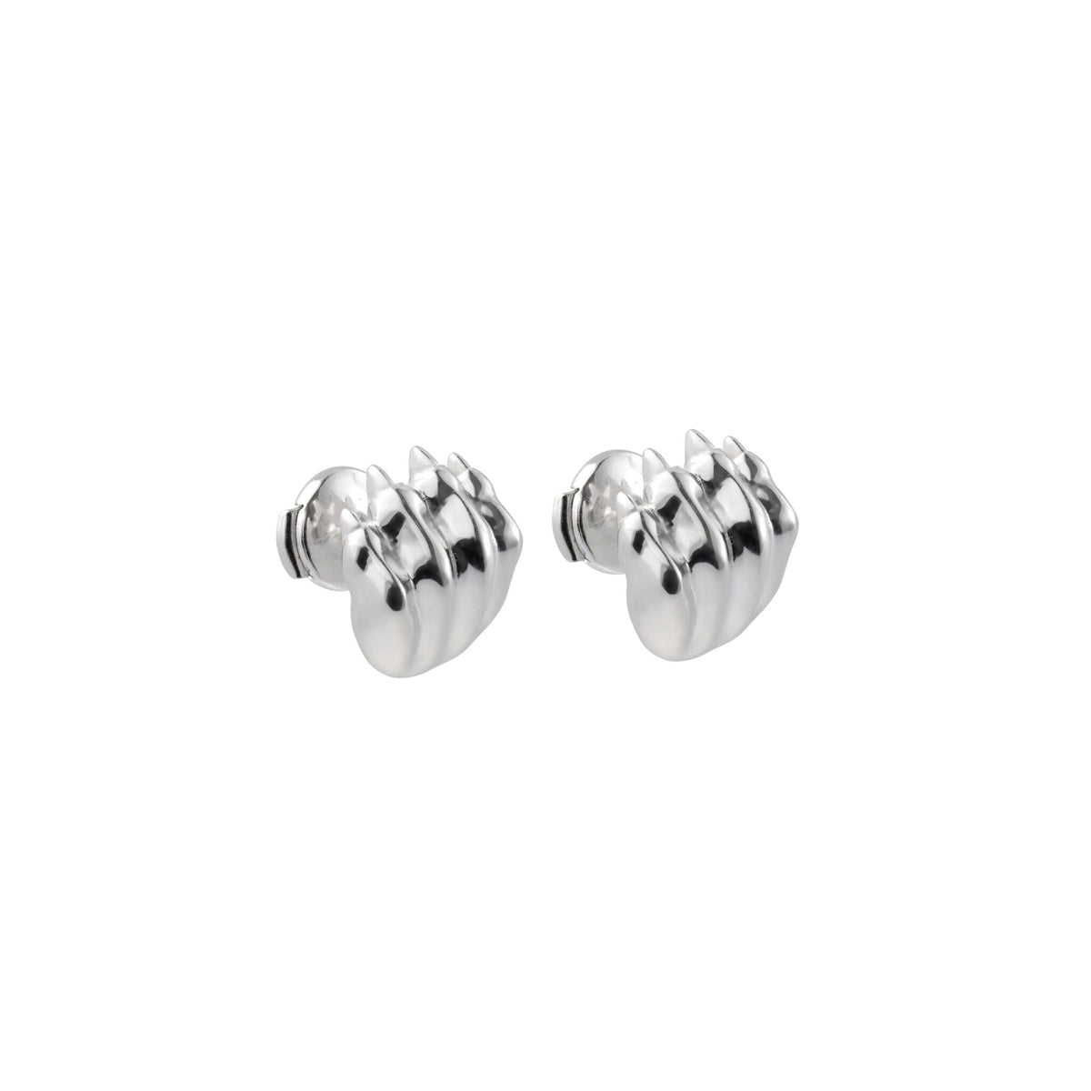 Christofle Patte de Lion Rhodium-Plated Sterling Silver Stud Earrings on a white background
