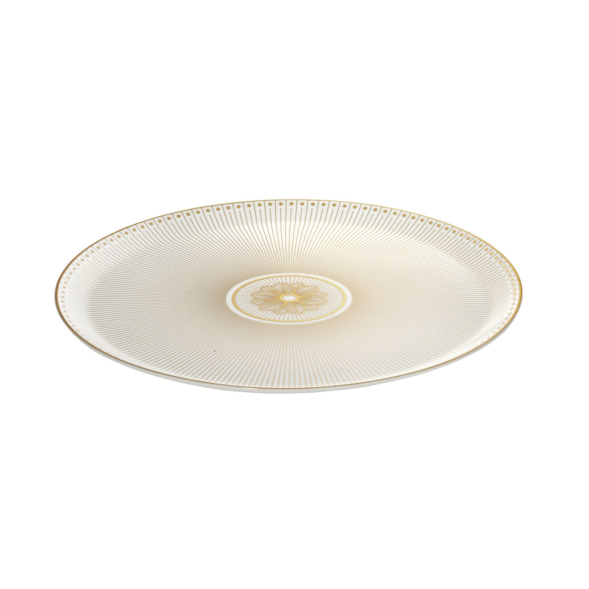 Christofle Malmaison Porcelain Pie Dish Gold Finish in porcelain on a white background