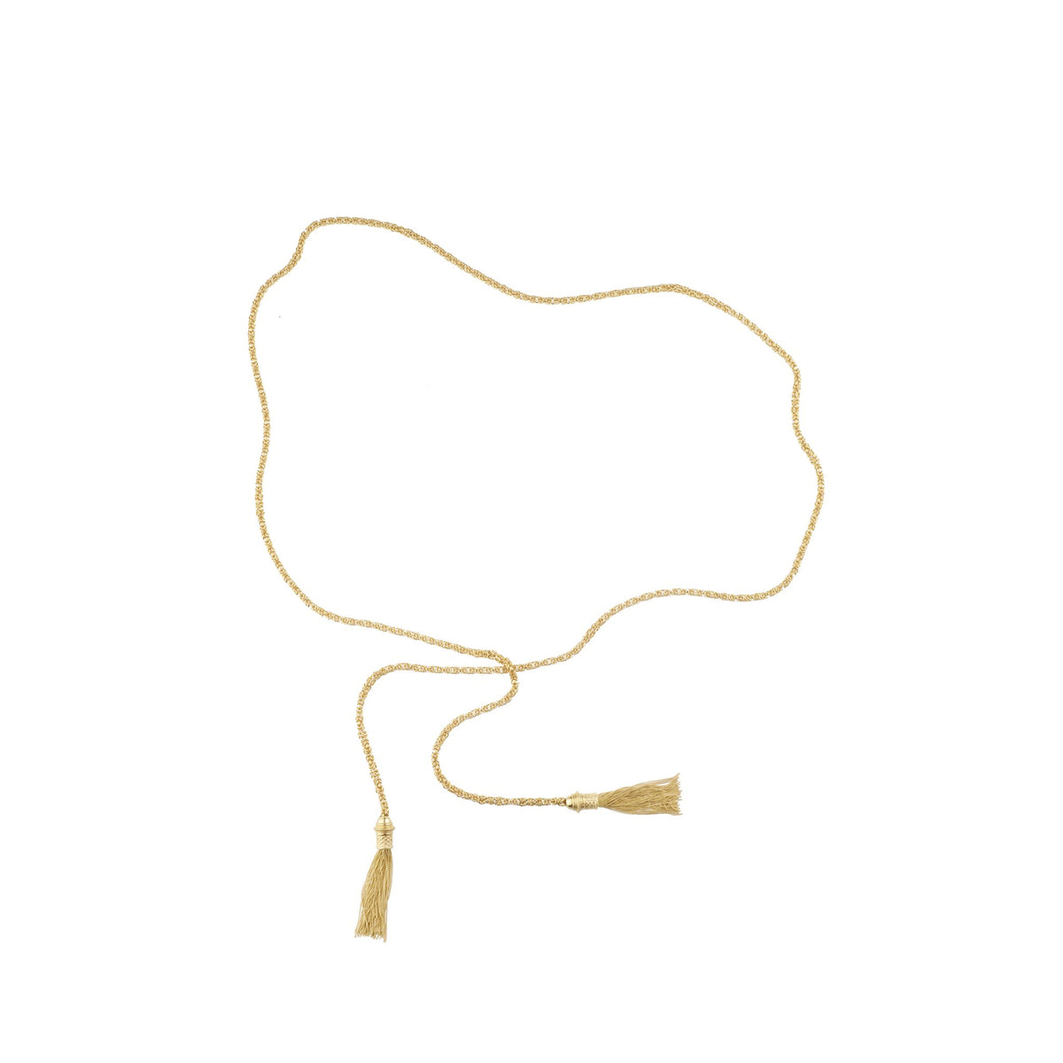 Christofle Pompon 18K Gilded Sterling Silver Long Tie Necklace - Belt on a white background