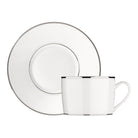 Christofle Albi Porcelain Coffee/Tea Cup and Saucer in porcelain on a white background