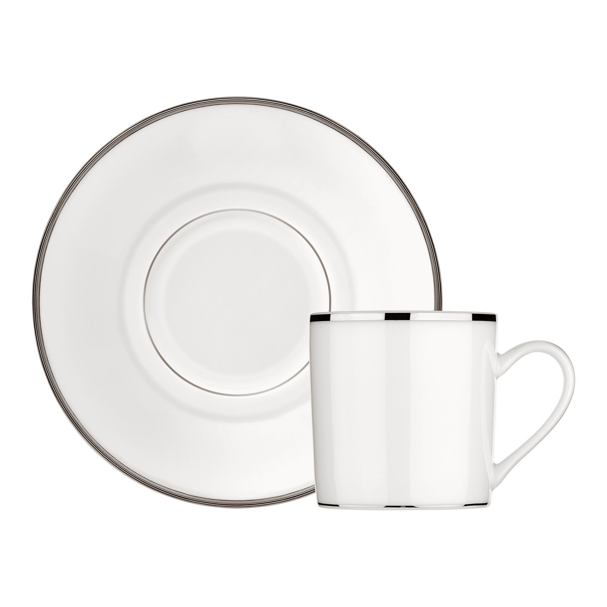 Christofle Albi Porcelain Demitasse Cup and Saucer in porcelain on a white background