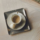 Christofle Platinum Finish Rectangular Porcelain Tray - 6.7 X 6 in in porcelain on a white background