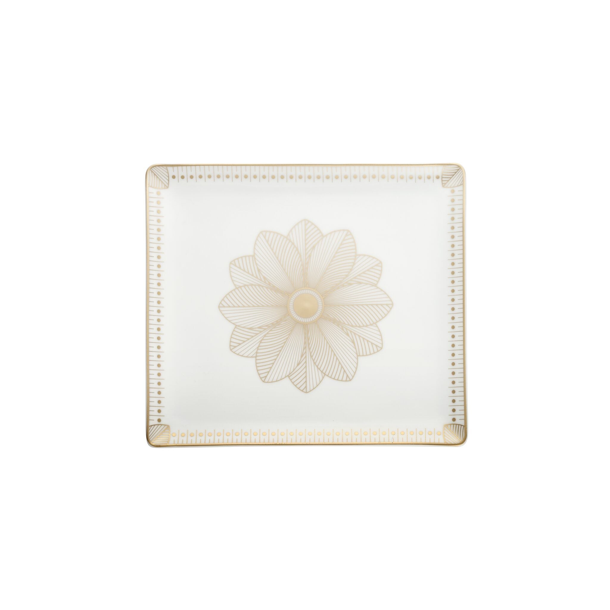 Christofle Malmaison Gold Finish Rectangular Porcelain Tray - 8.7 X 8 in — additional view