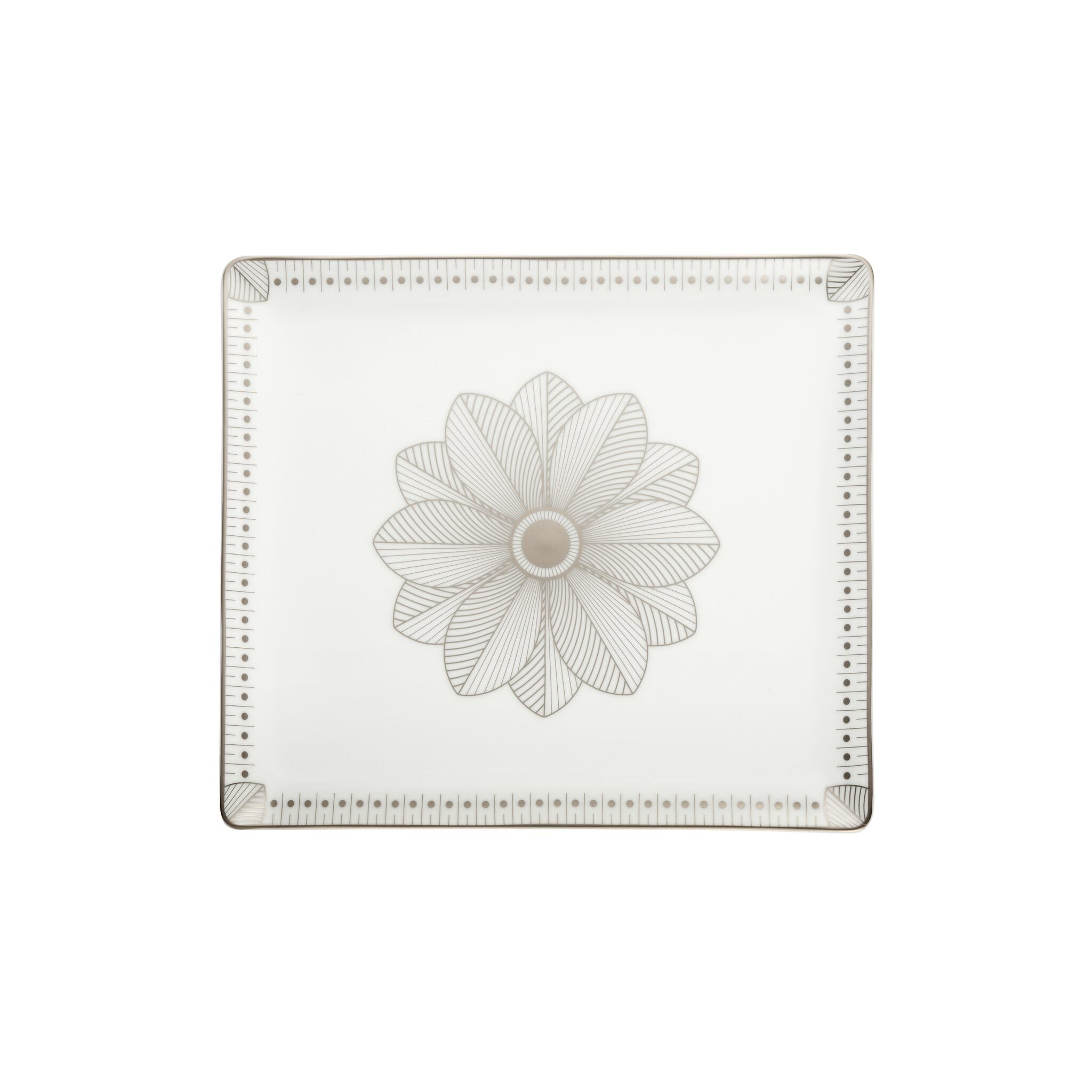 Christofle Malmaison Platinum Finish Rectangular Porcelain Tray - 8.7 X 8 in — additional view