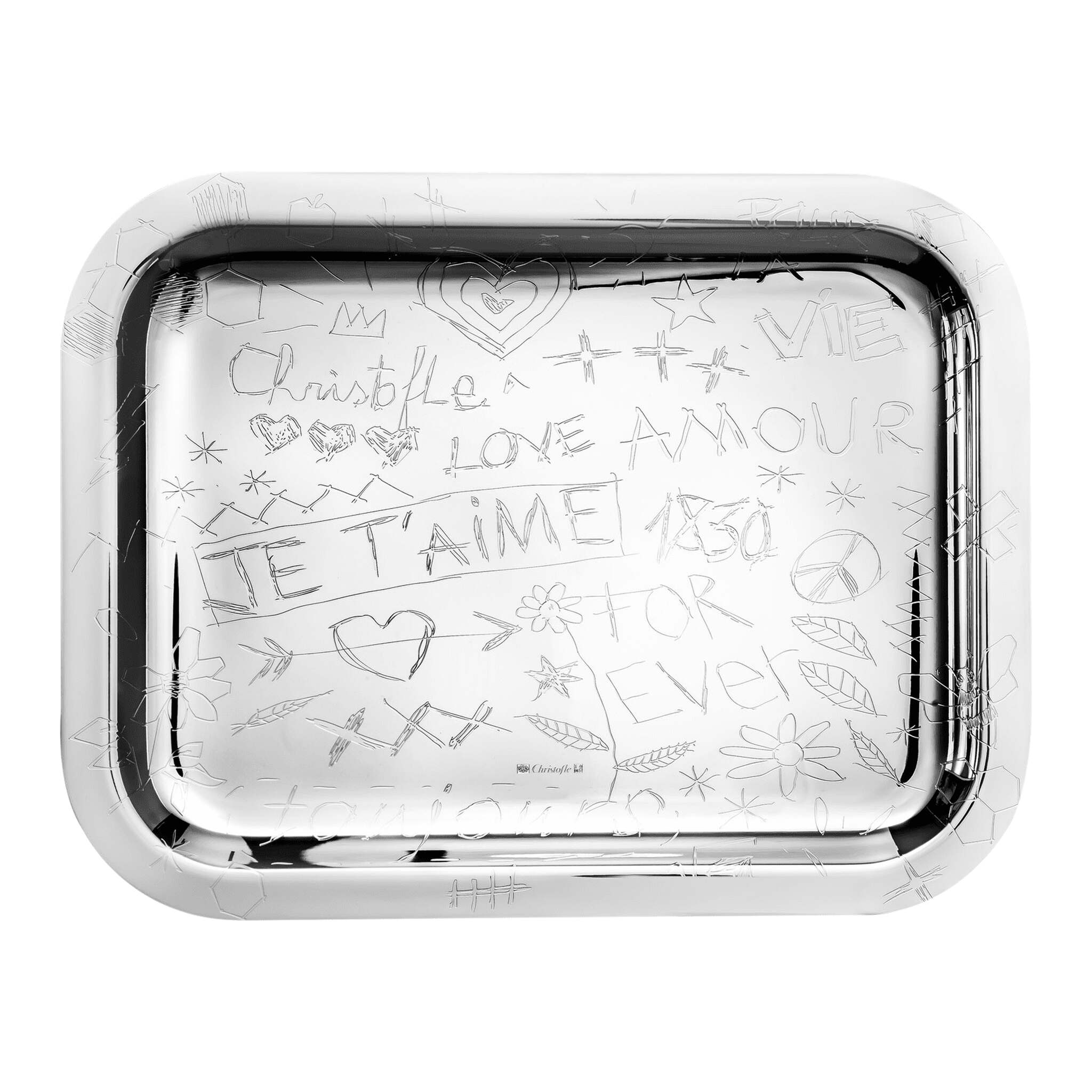 Christofle Silver-Plated Tray 10 X 8 in in silver-plate on a white background