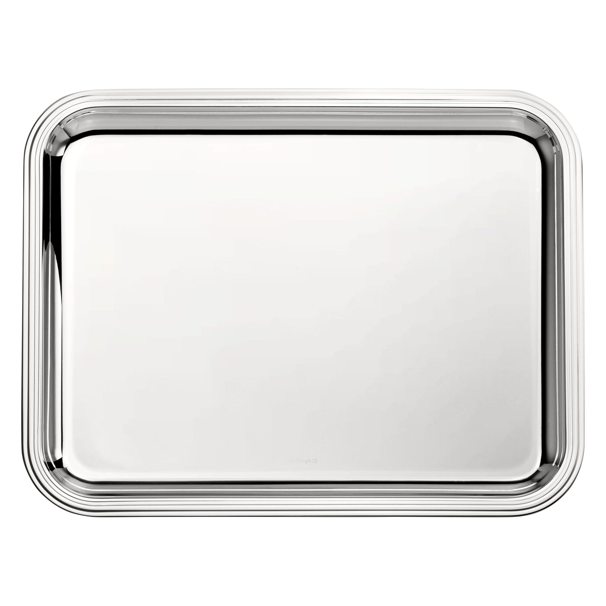 Christofle Silver-Plated Rectangular Tray 14 X 11 in in silver-plate on a white background
