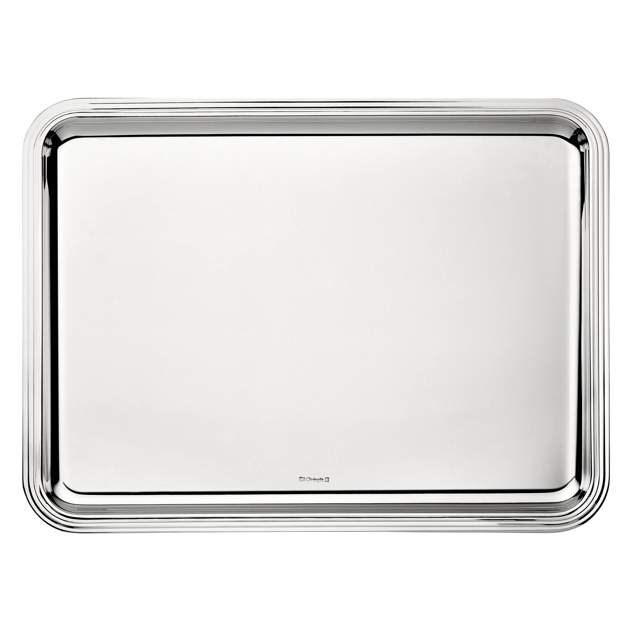 Christofle Albi Silver-Plated Rectangular Tray 17 X 12 in in silver-plate on a white background