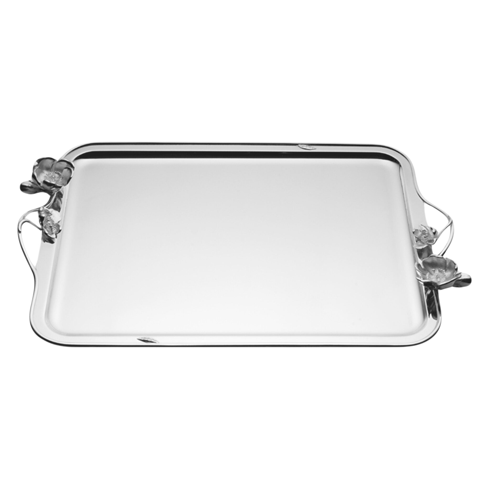 Christofle Anémone Large Silver-Plated Rectangular Tray 20 7/8 X 16.5 in in silver-plate on a white background