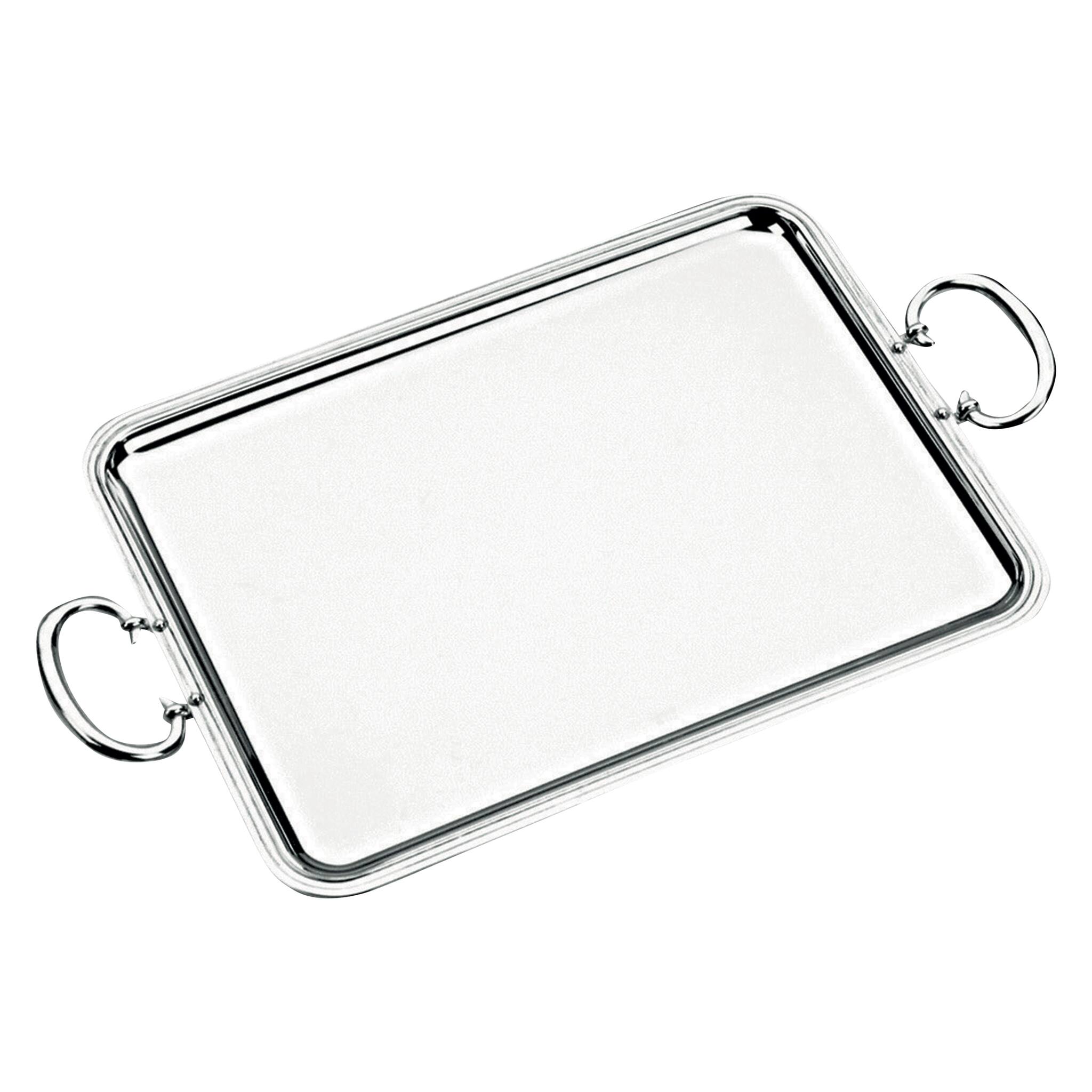 Christofle Silver-Plated Rectangular Serving Tray - 21 in X 16.5 in in silver-plate on a white background