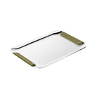 Christofle Stainless Steel Imperial Green Handle Rectangular Tray - 13 X 9 in in stainless steel on a white background