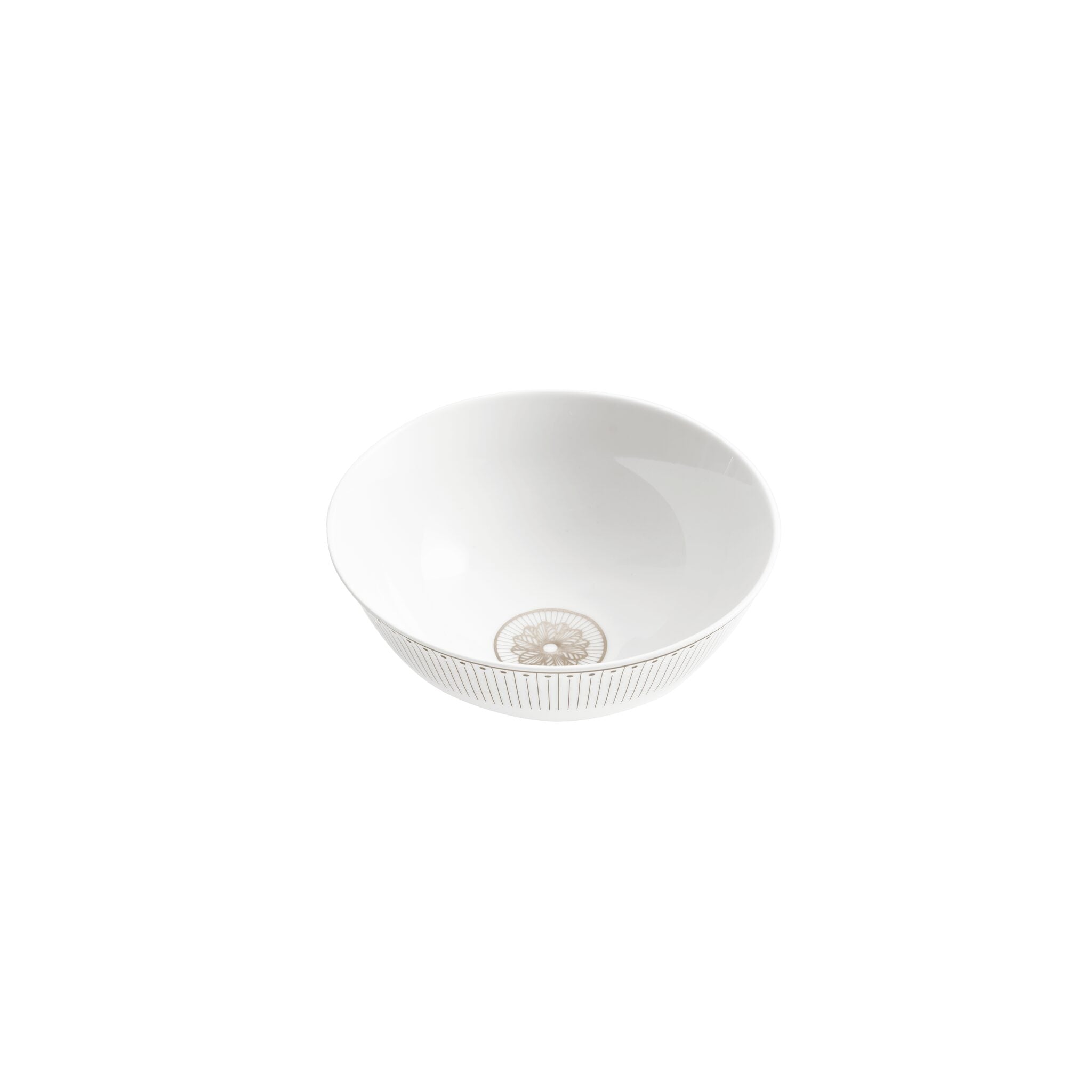 Christofle Porcelain Chinese Rice Bowl Platinum Finish in porcelain on a white background