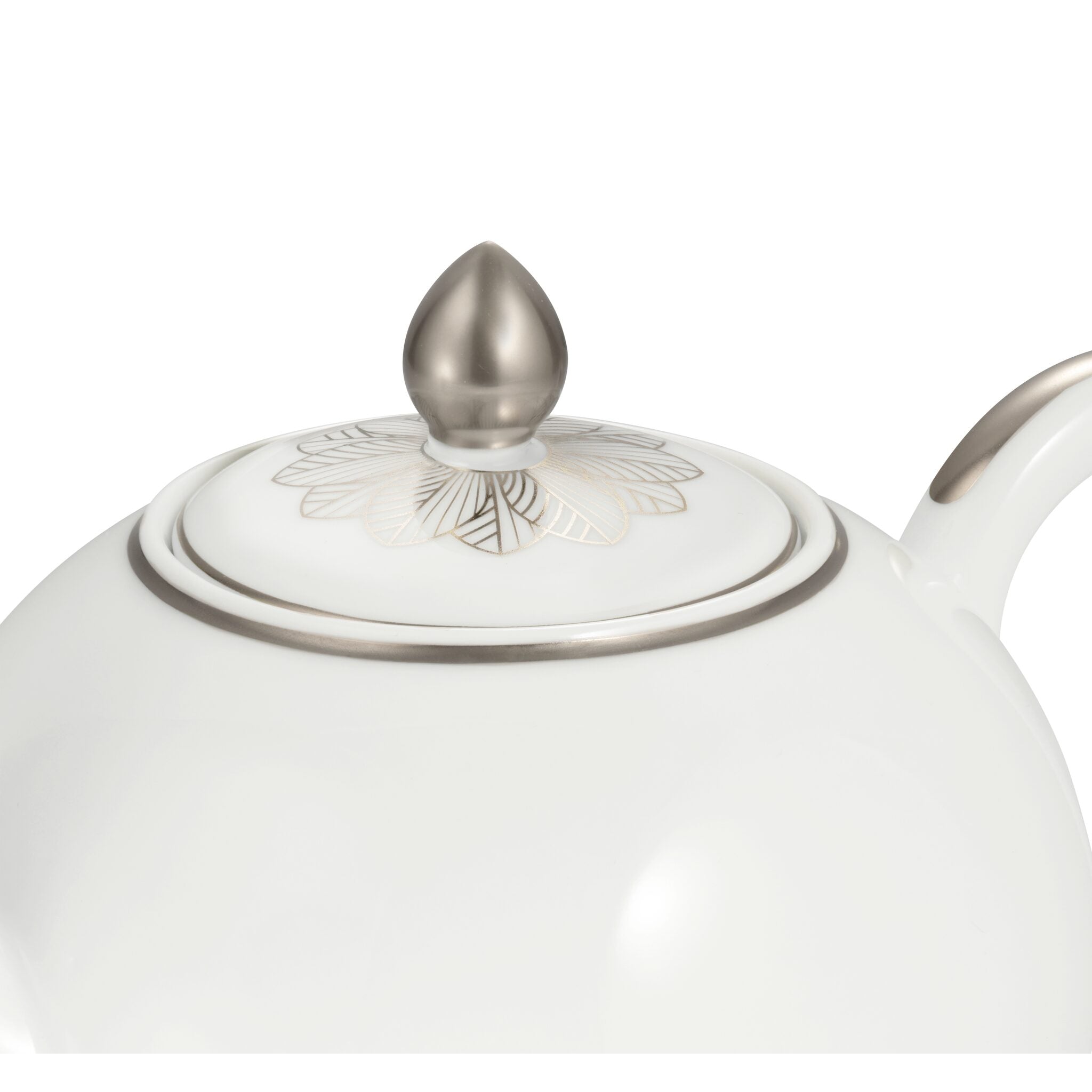 Christofle Malmaison Porcelain Round Teapot - 50 Oz in porcelain on a white background