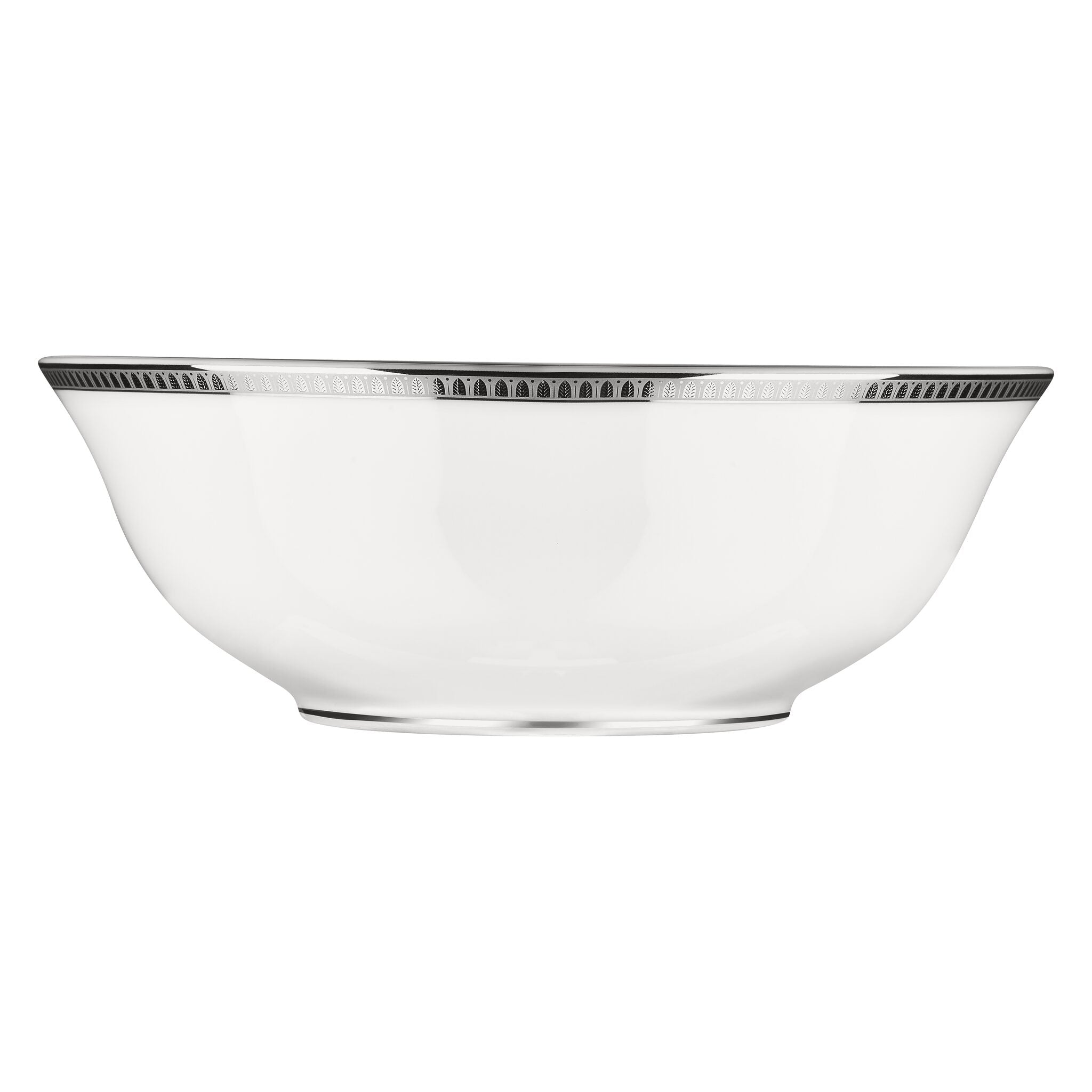 Christofle Malmaison Porcelain Salad Bowl Platinum Finish in porcelain on a white background