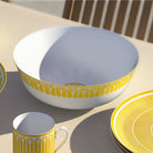 Christofle Malmaison Porcelain Salad Serving Bowl in porcelain on a white background