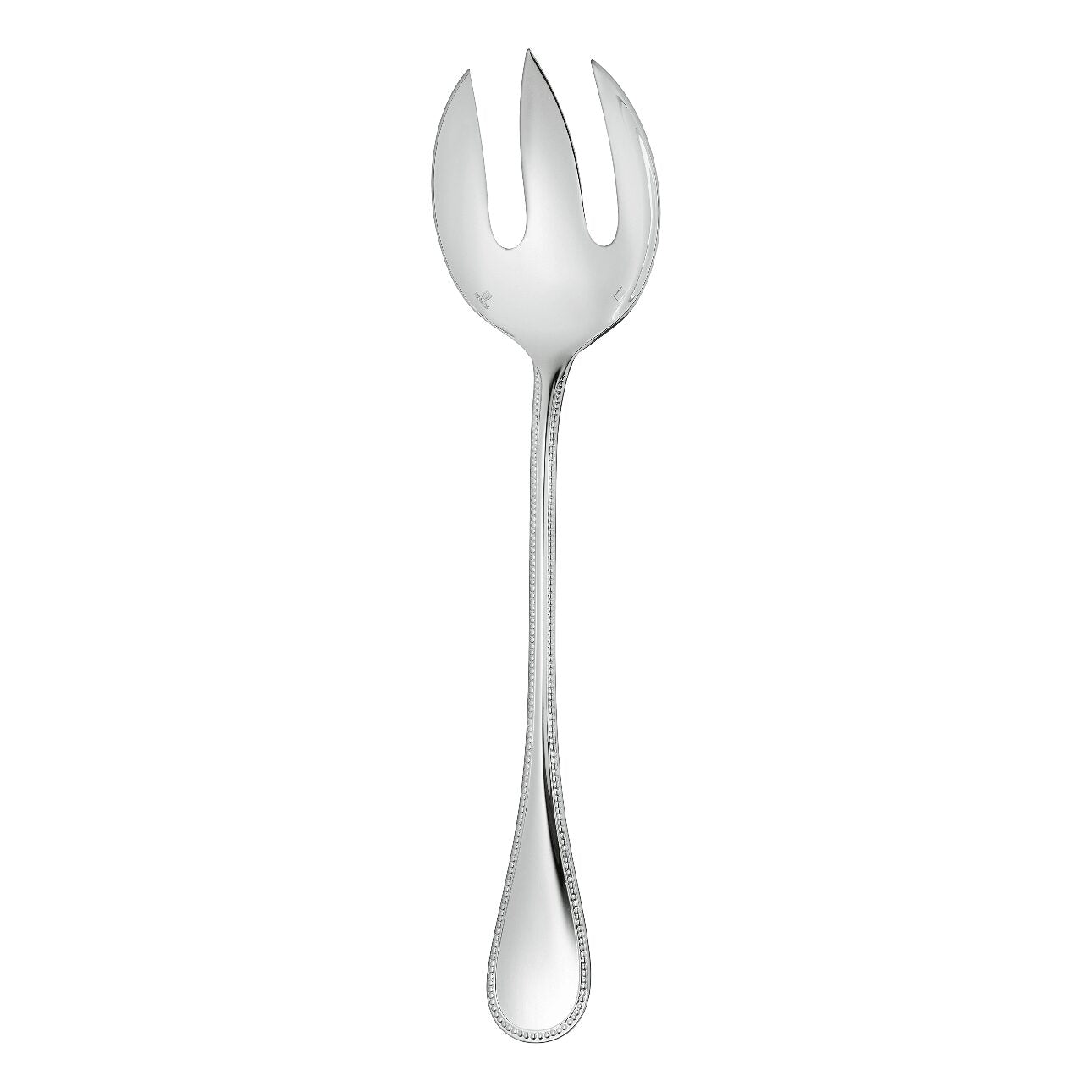 Christofle Perles Silver-Plated Salad Serving Fork in silver-plate on a white background