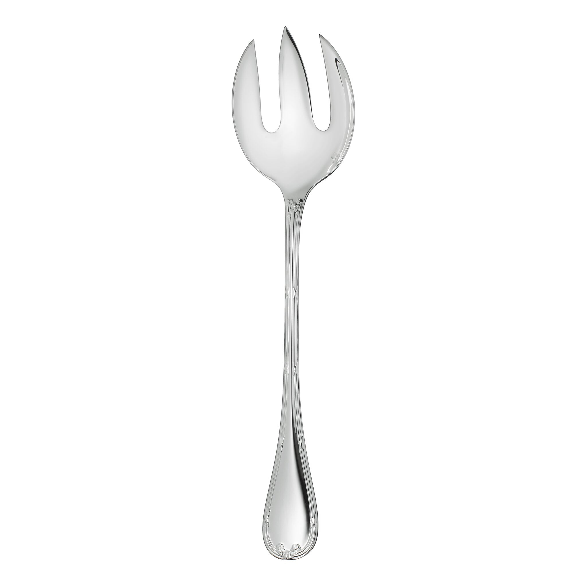Christofle Rubans Silver-Plated Salad Serving Fork in silver-plate on a white background