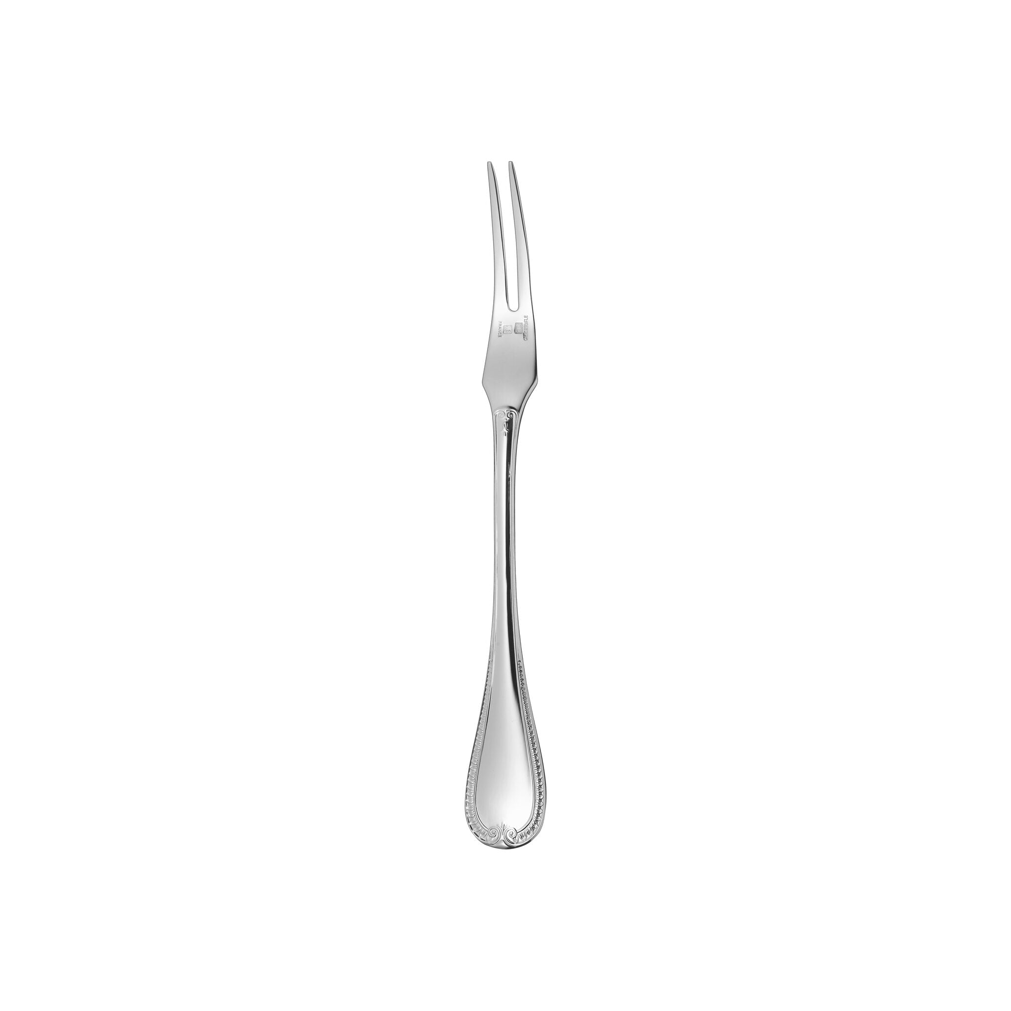 Christofle Malmaison Silver-Plated Shellfish Fork in silver-plate on a white background