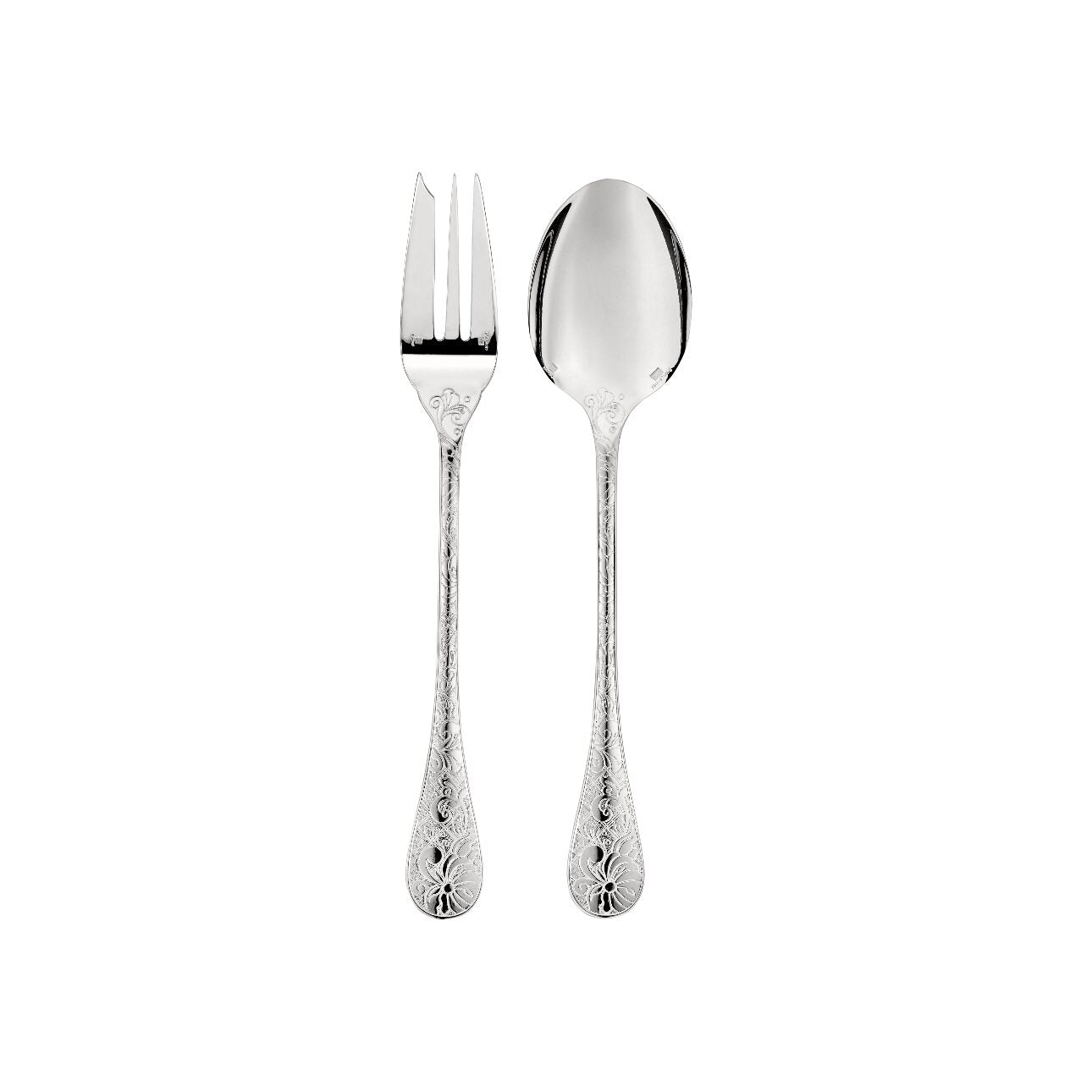 Christofle Silver-Plated Salad Serving Set in silver-plate on a white background