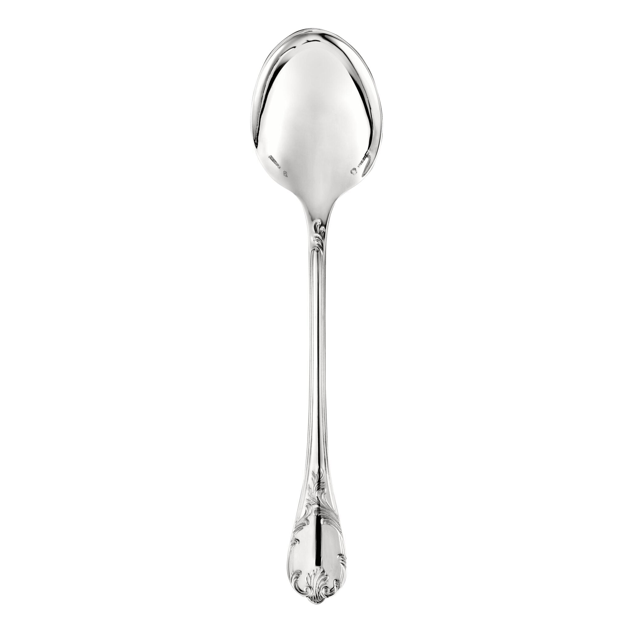 Christofle Marly Sterling Silver Serving Spoon in sterling silver on a white background
